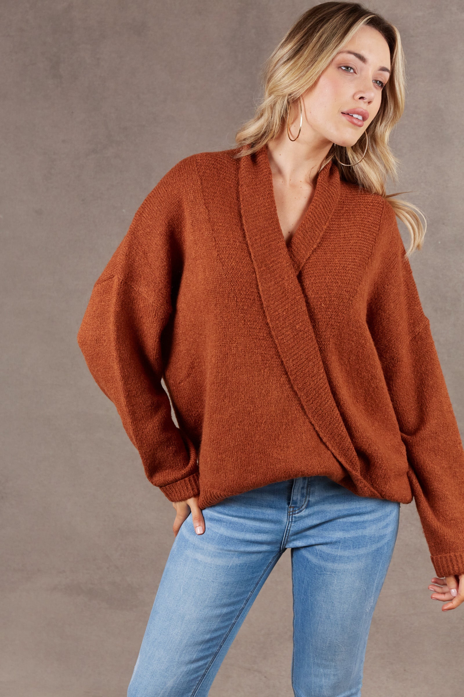 Paarl Crossover Knit - Ochre - eb&ive Clothing - Knit Jumper