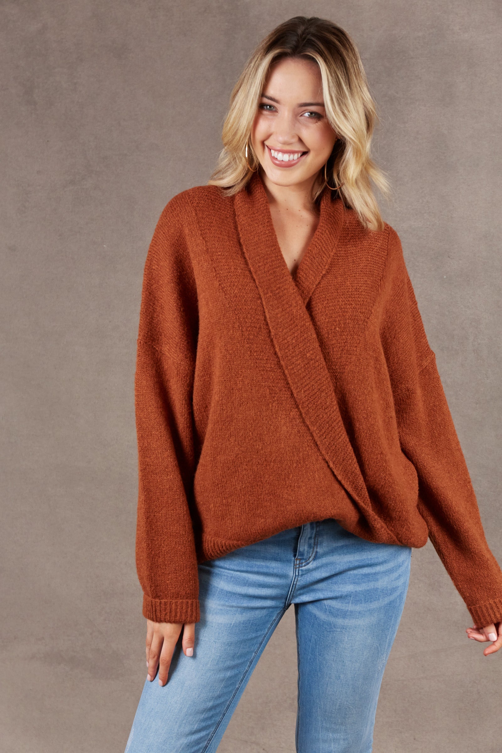 Paarl Crossover Knit - Ochre - eb&ive Clothing - Knit Jumper