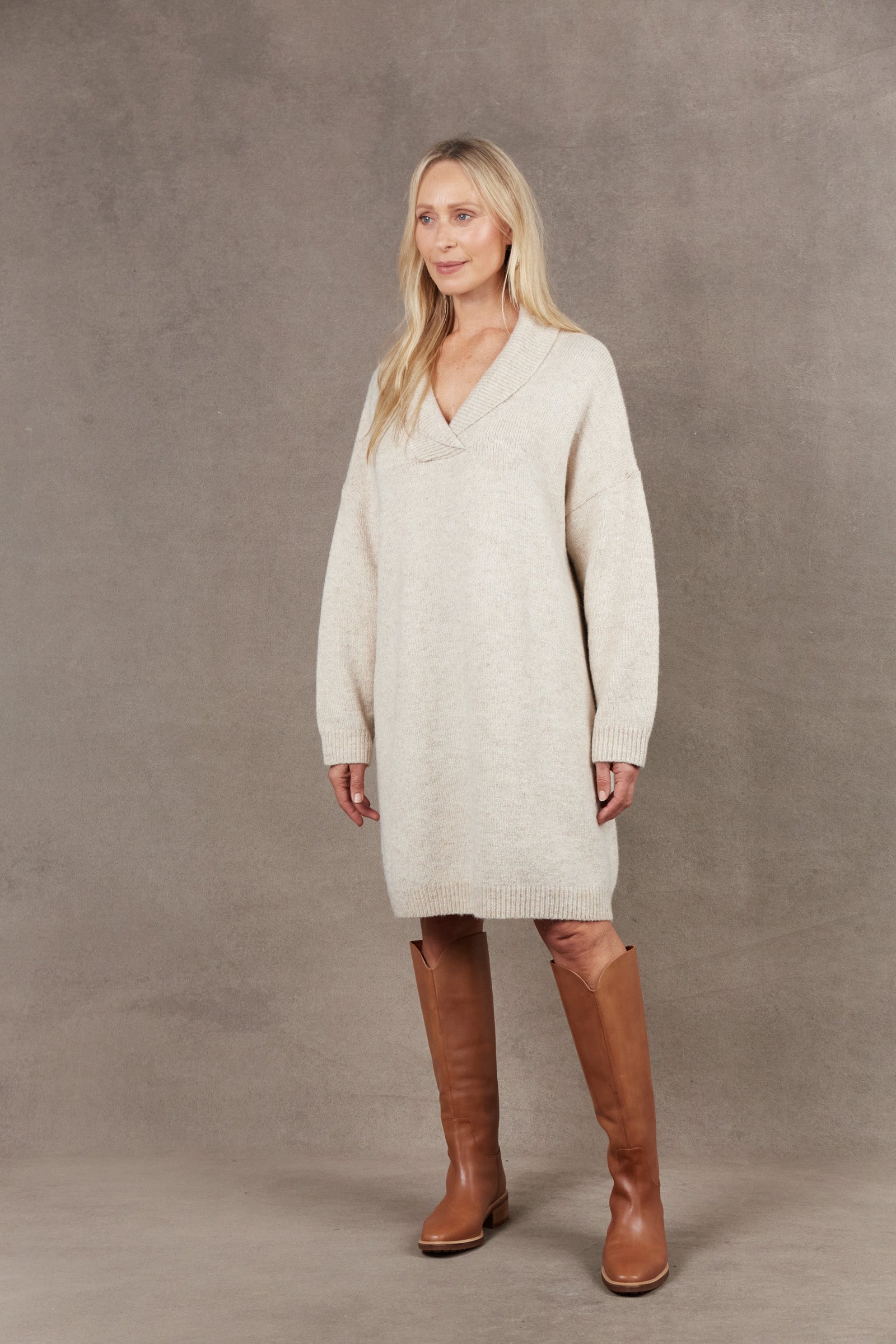 Paarl Top/Dress - Oat - eb&ive Clothing - Knit Jumper One Size