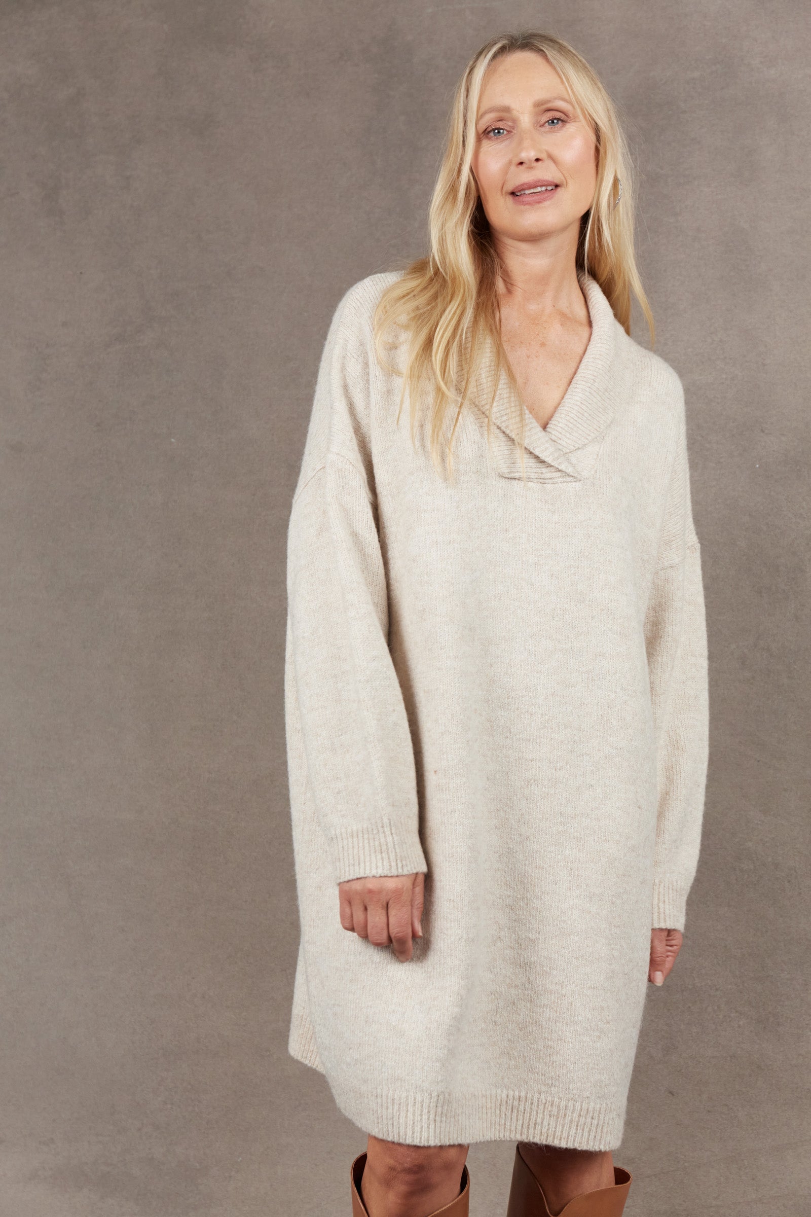 Paarl Top/Dress - Oat - eb&ive Clothing - Knit Jumper One Size