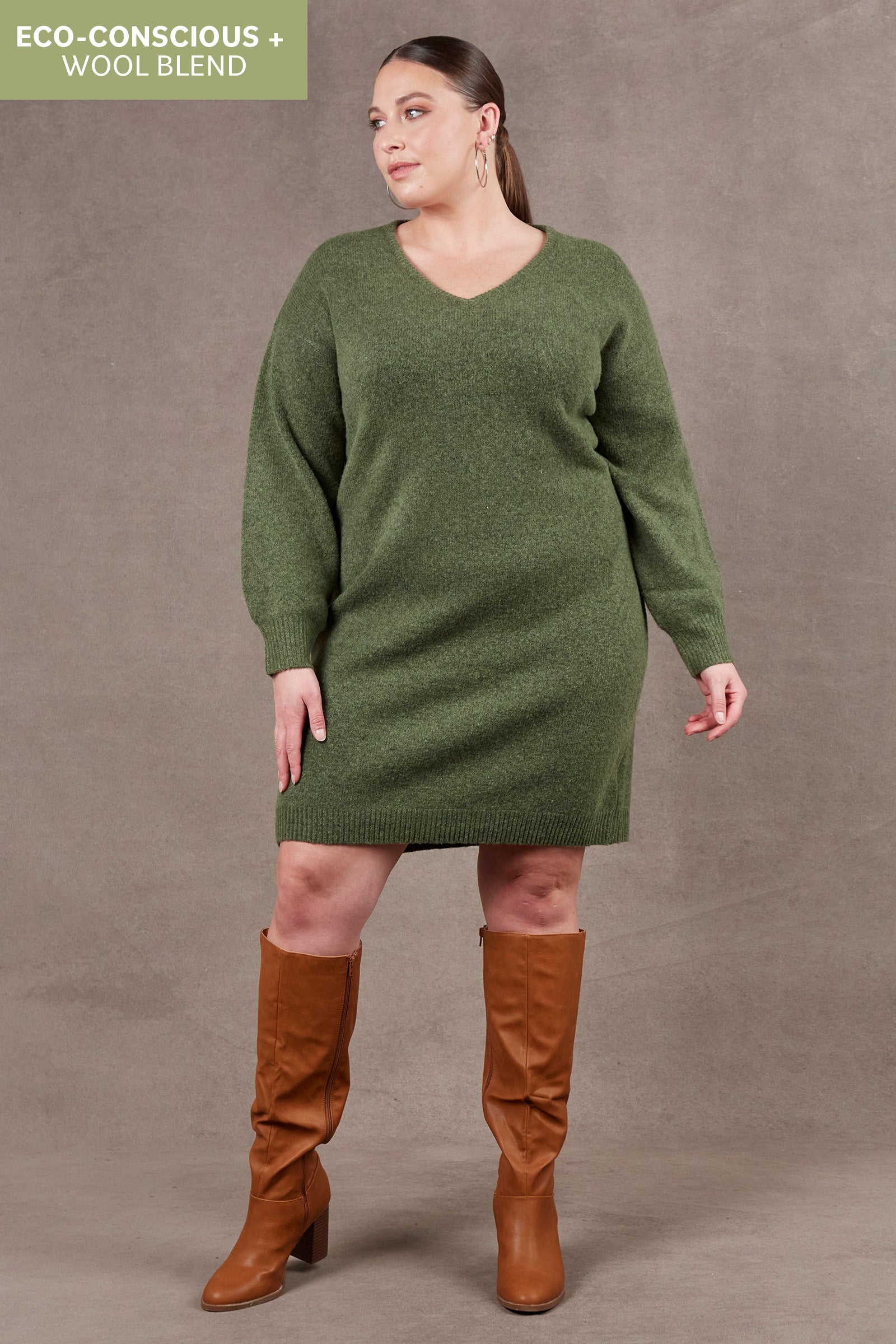 Paarl Midi Knit - Moss - eb&ive Clothing - Knit Jumper One Size