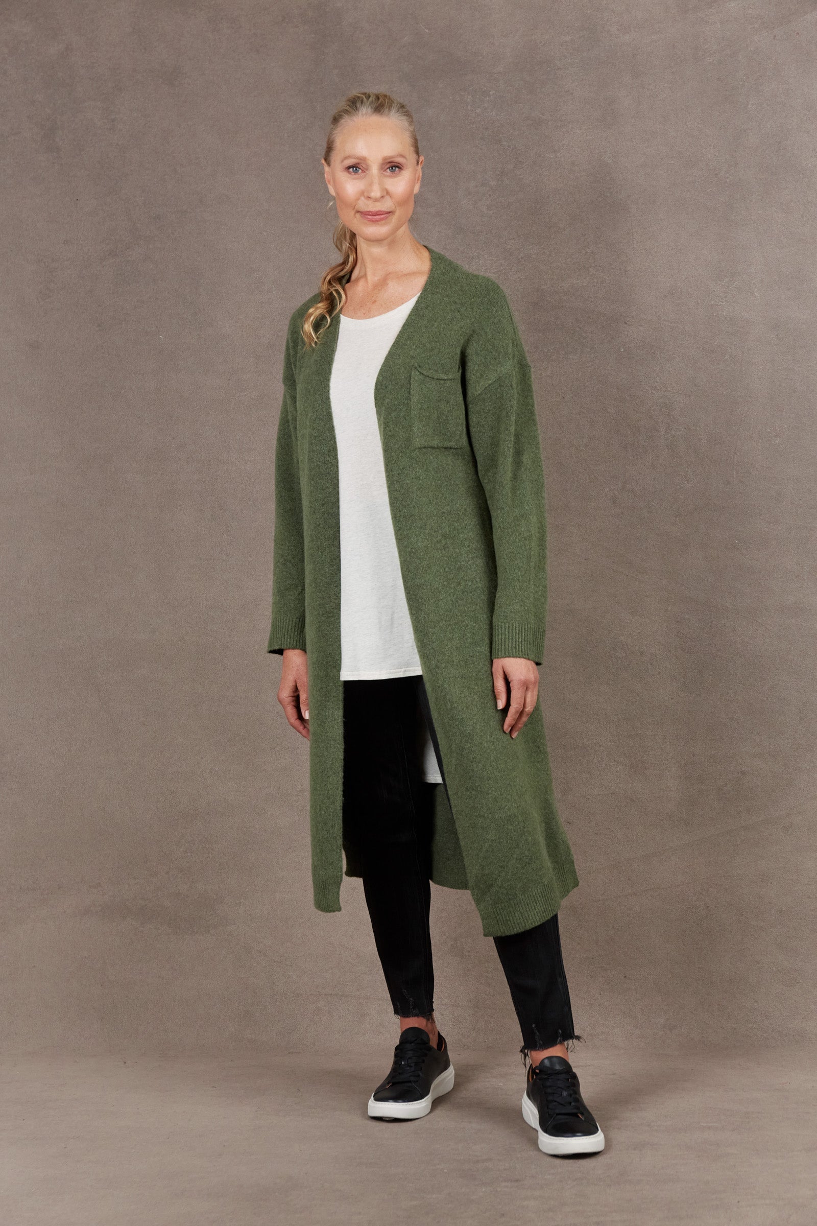 Paarl Longline Cardigan - Moss - eb&ive Clothing - Knit Cardigan Long One Size