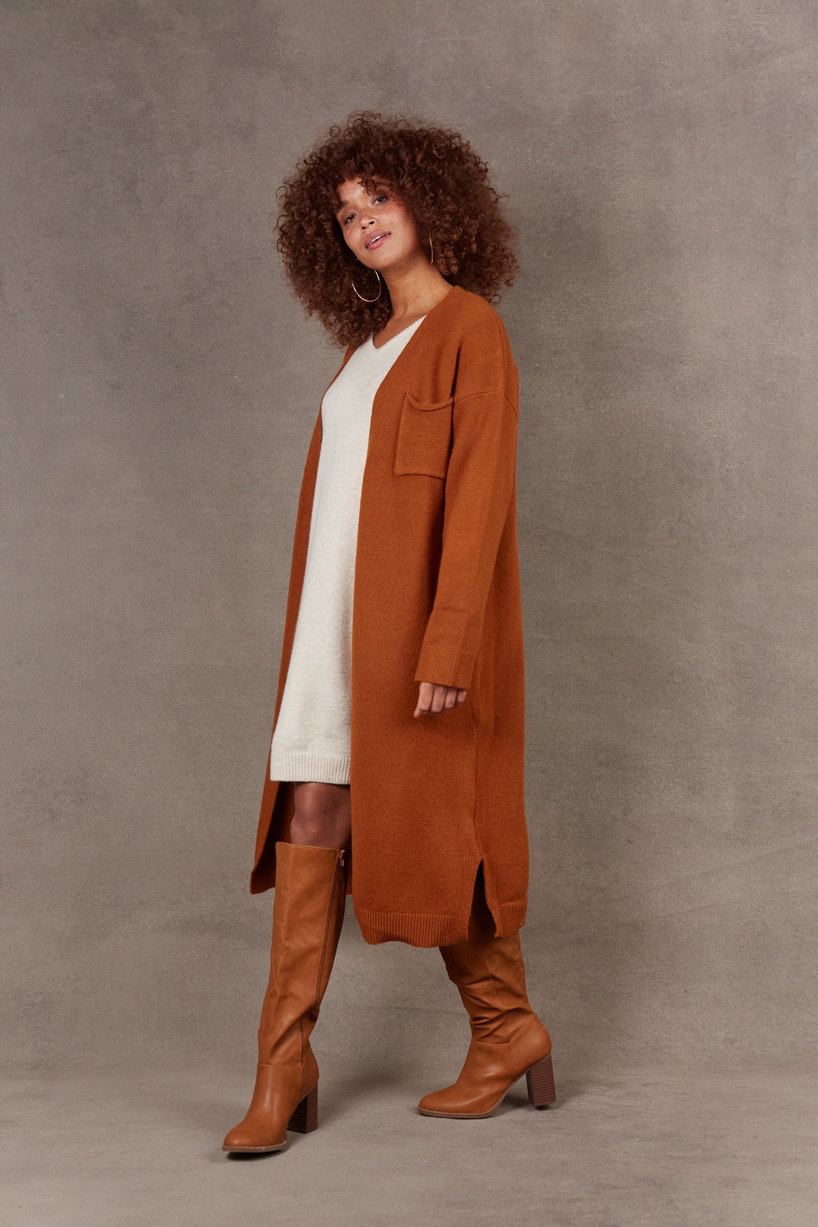 Paarl Longline Cardigan - Ochre - eb&ive Clothing - Knit Cardigan Long One Size