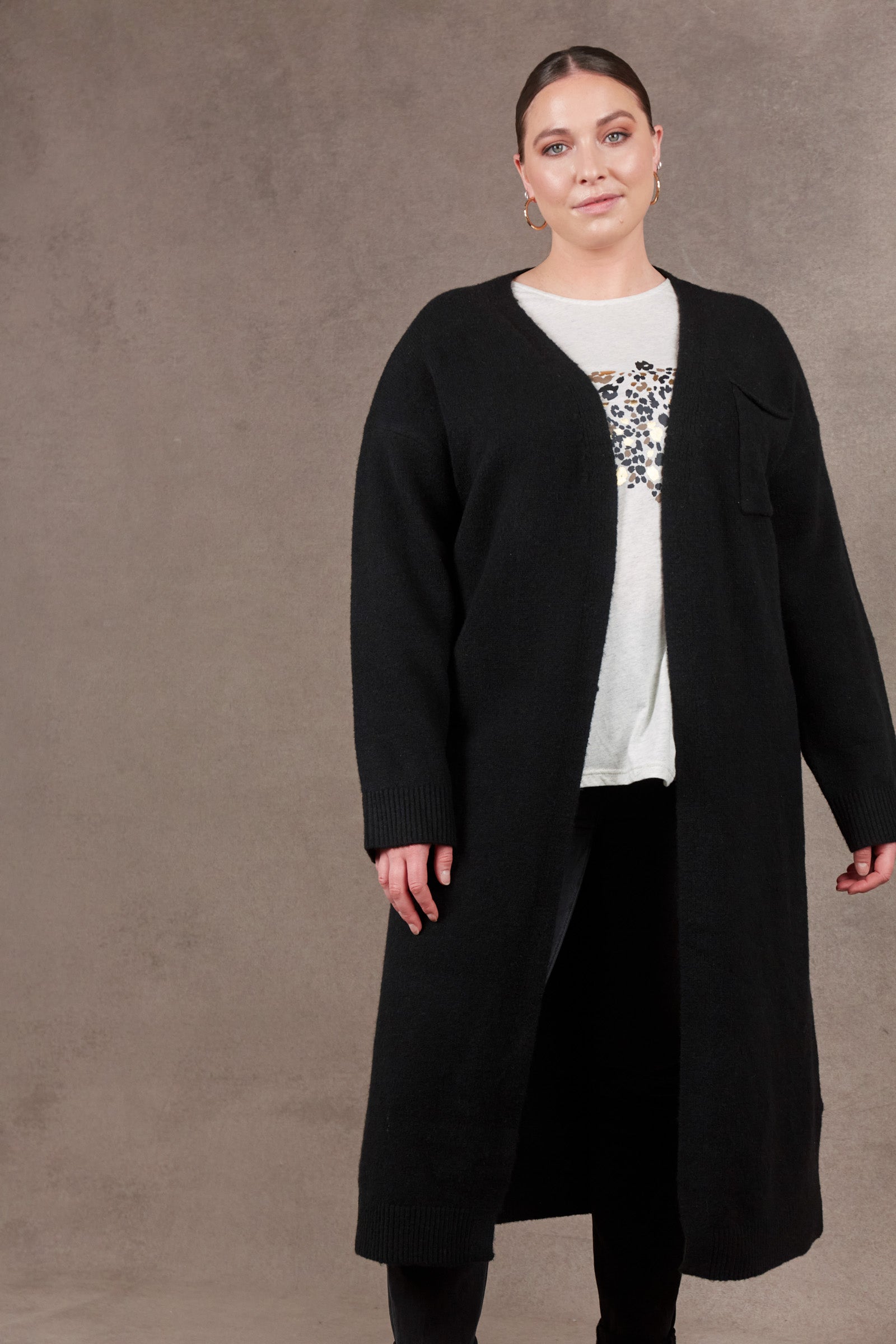 Paarl Longline Cardigan - Ebony - eb&ive Clothing - Knit Cardigan Long One Size