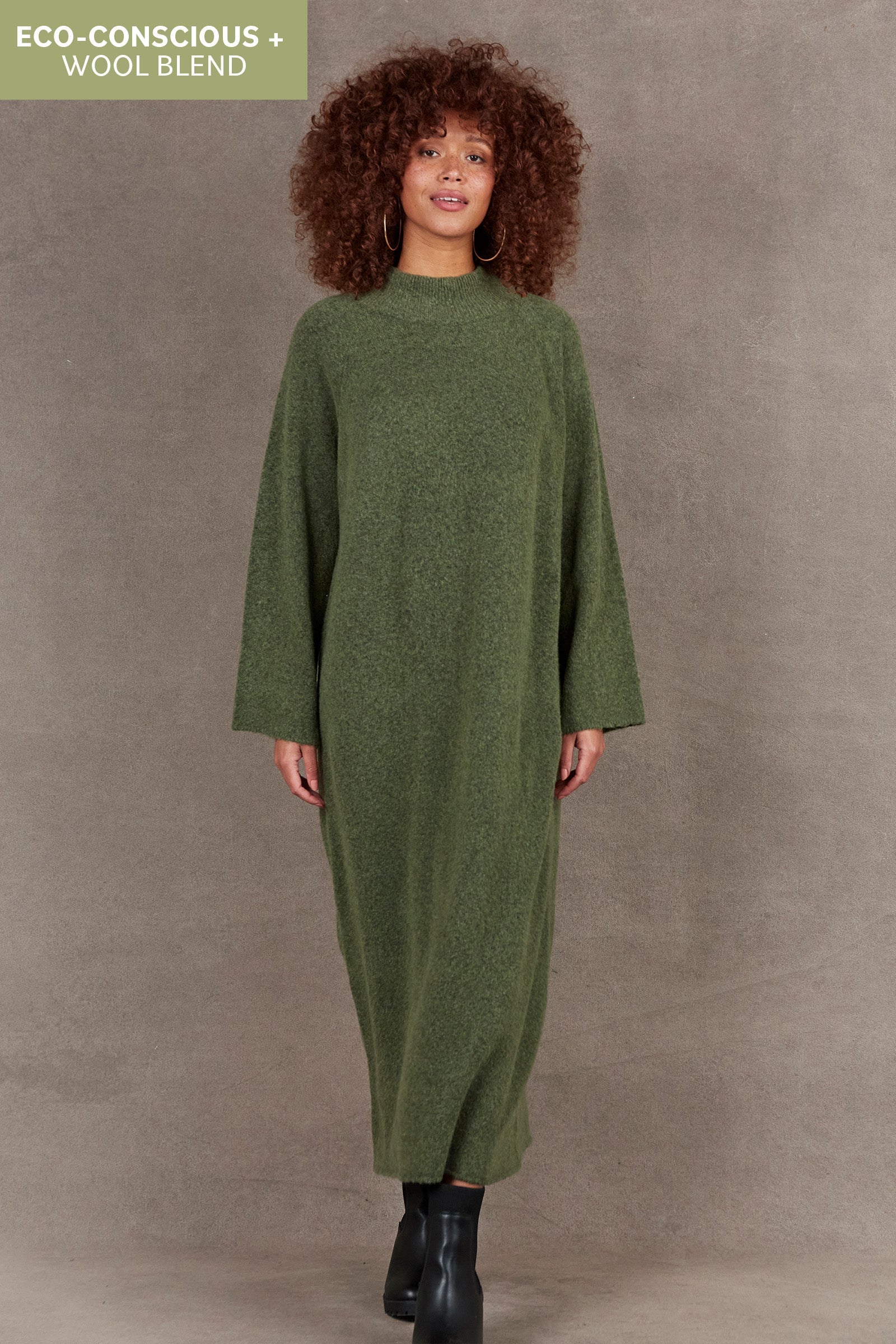 Paarl Tie Knit Dress - Moss - eb&ive Clothing - Knit Dress One Size