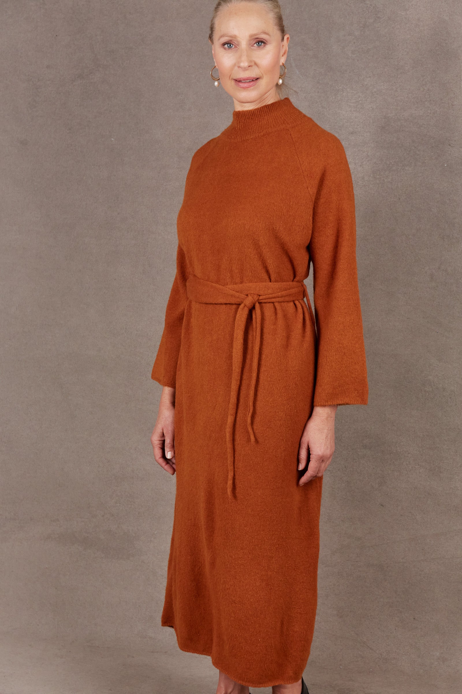 Paarl Tie Knit Dress - Ochre - eb&ive Clothing - Knit Dress One Size