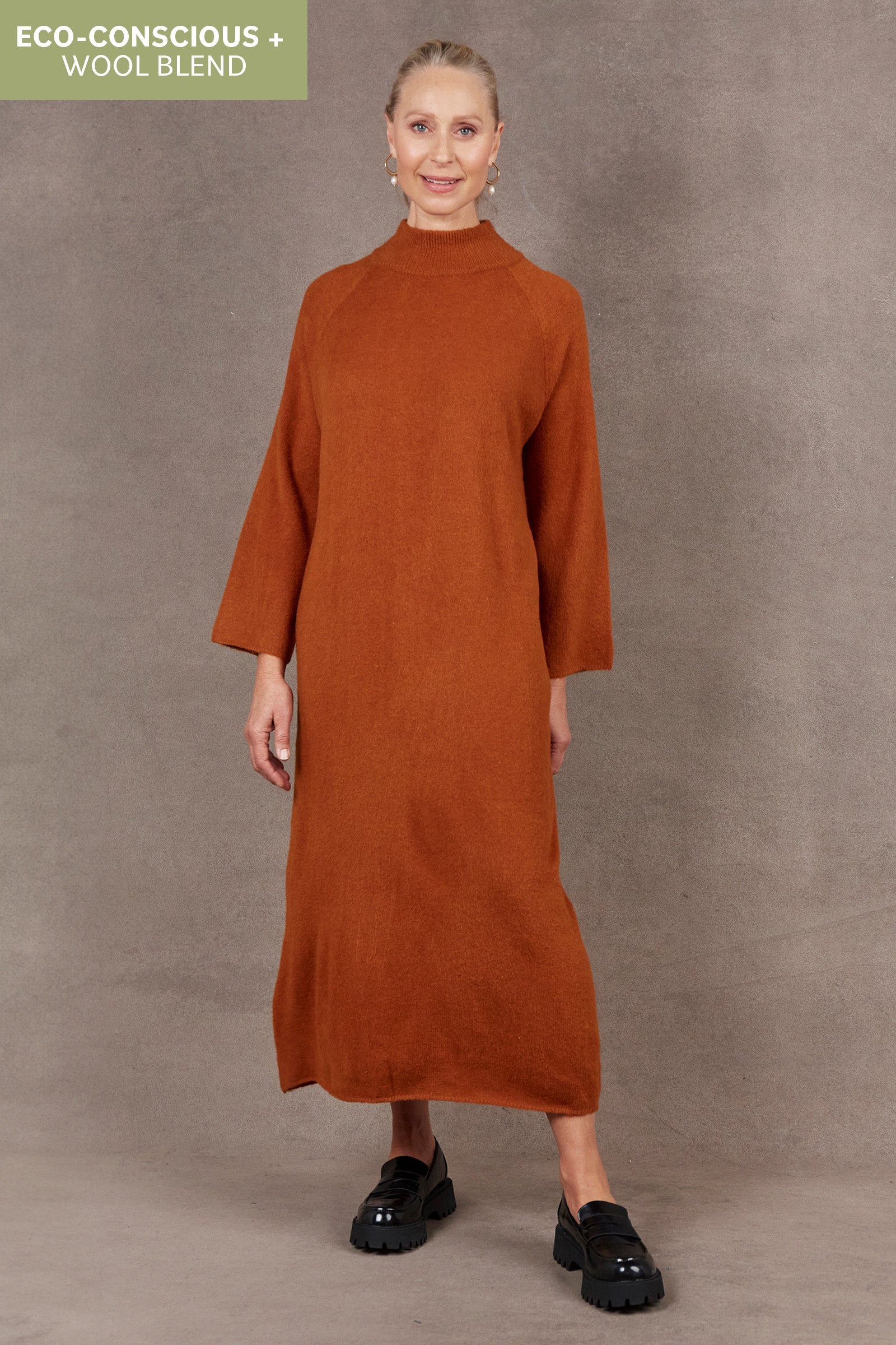 Paarl Tie Knit Dress - Ochre - eb&ive Clothing - Knit Dress One Size