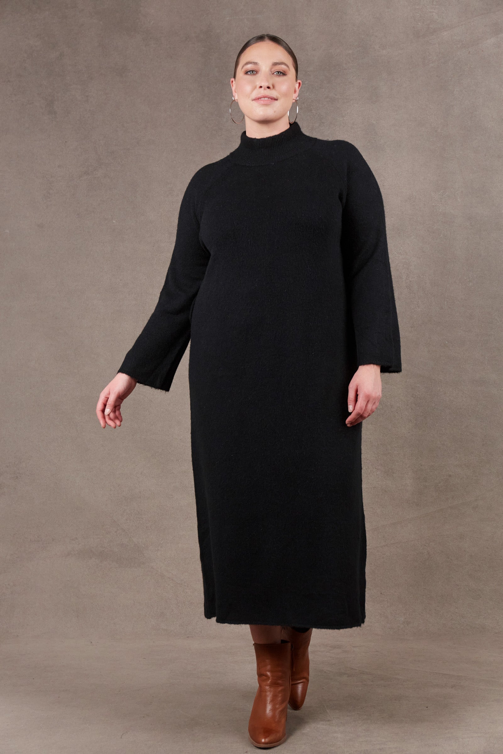 Paarl Tie Knit Dress - Ebony - eb&ive Clothing - Knit Dress One Size