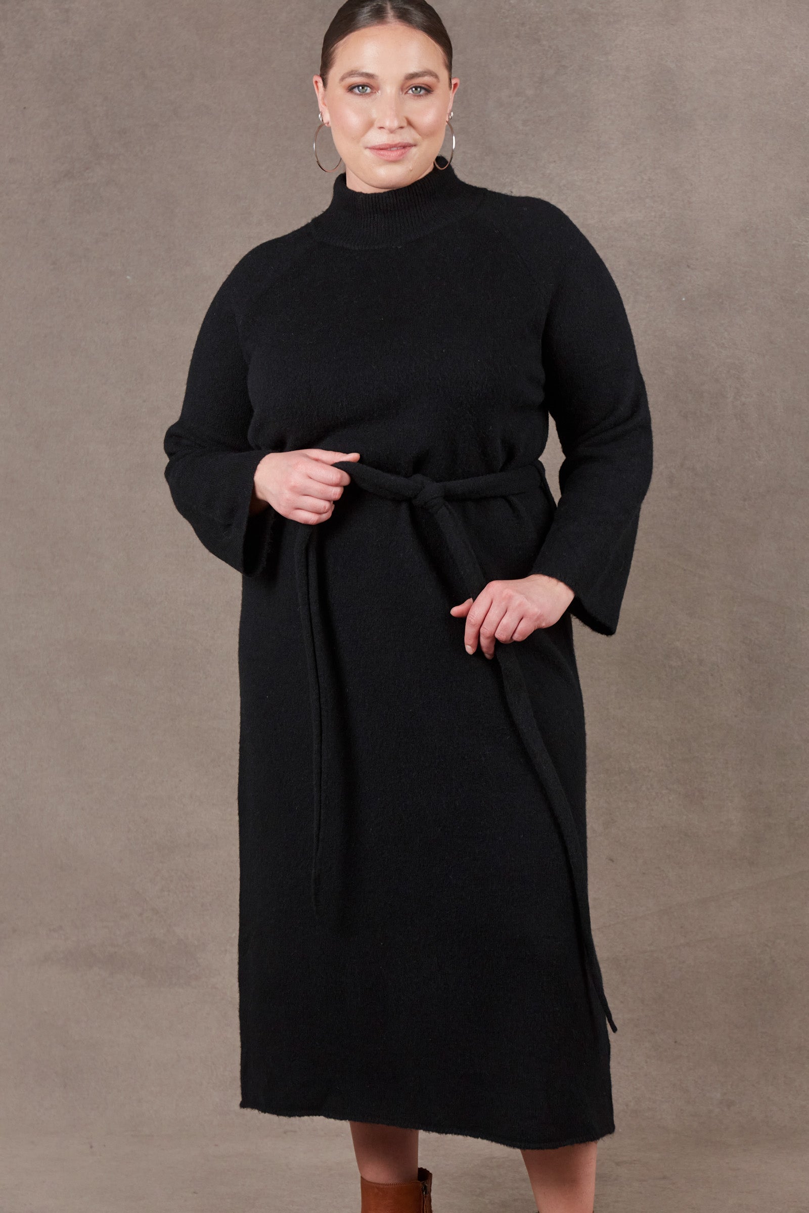 Paarl Tie Knit Dress - Ebony - eb&ive Clothing - Knit Dress One Size