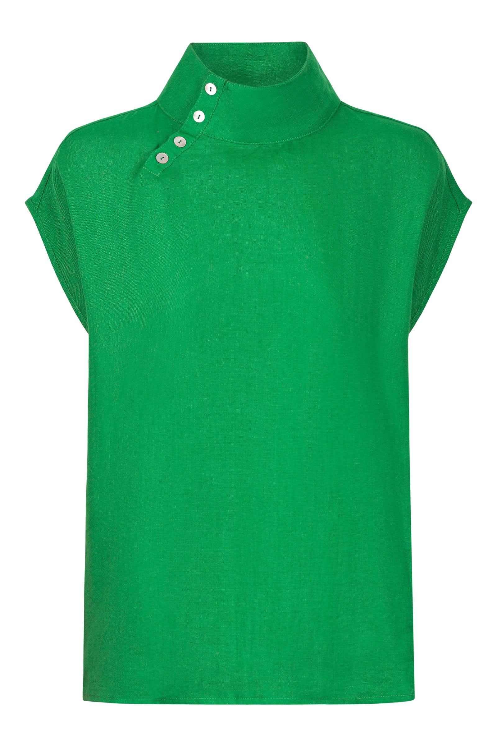 Halcyon Button Top - Emerald - eb&ive Clothing - Top Sleeveless Linen