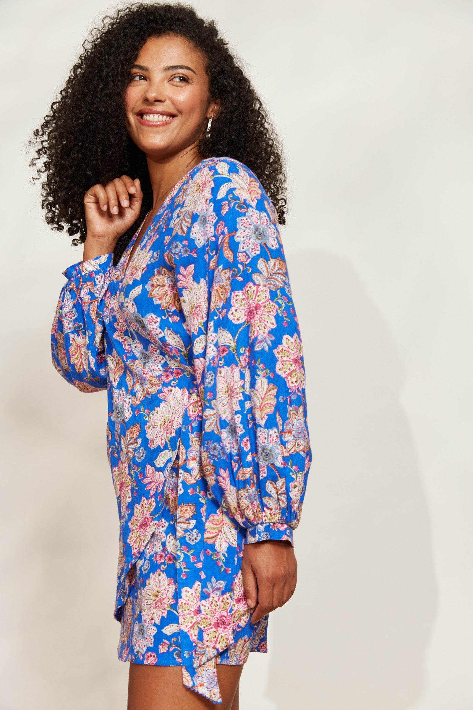 Seraphic Wrap Dress - Palme - eb&ive Clothing - Dress Mini Linen