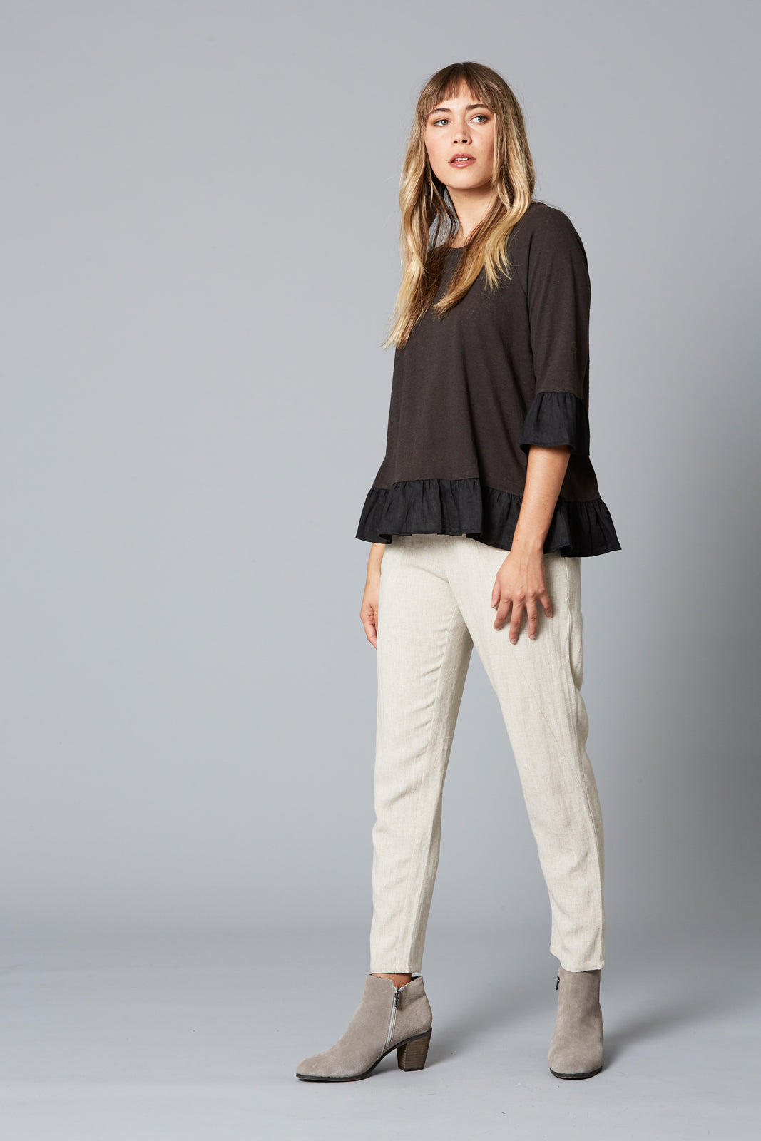 Mama Frill TShirt - Charcoal