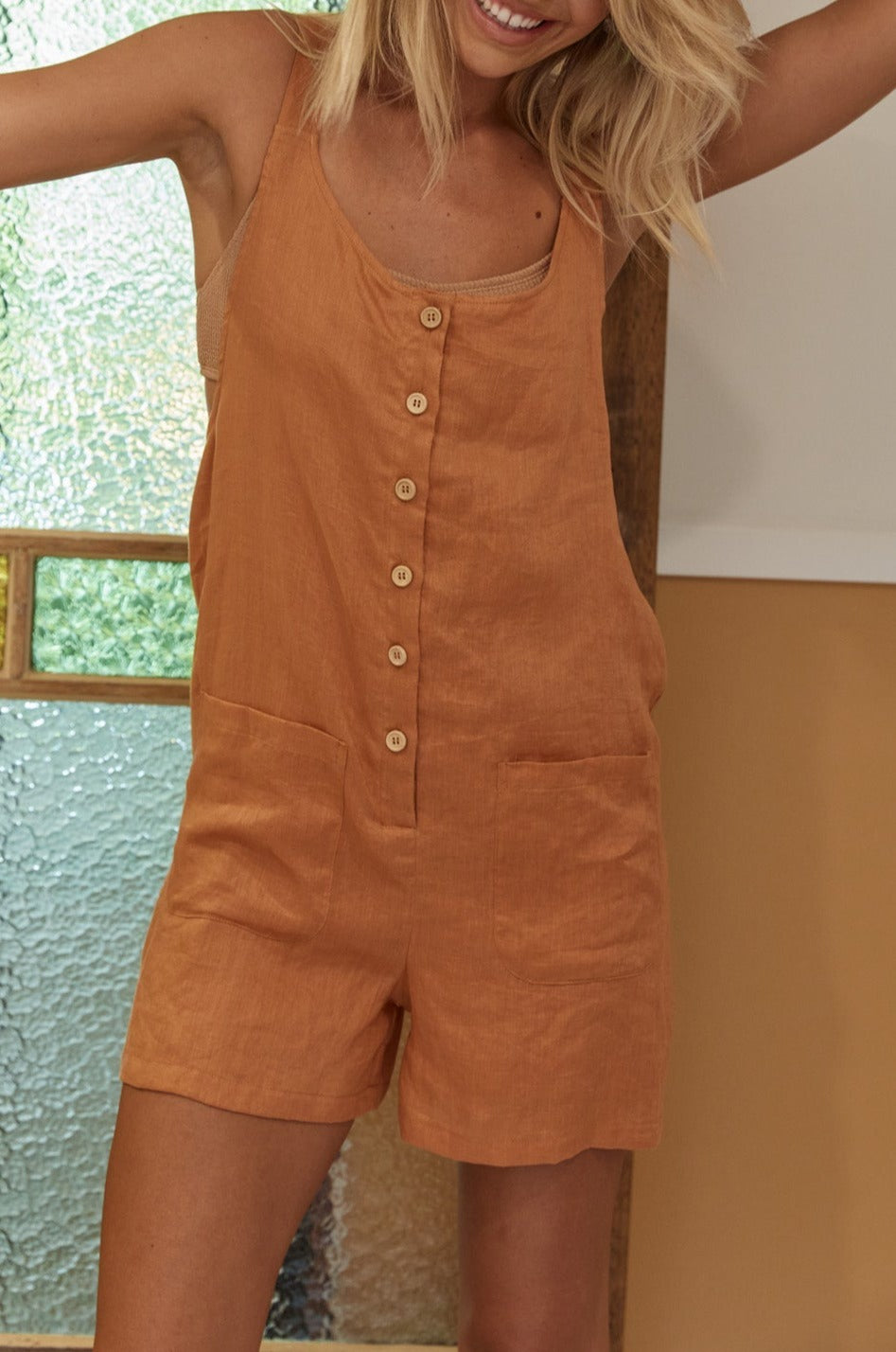 Mystic Romper  - Rust - Isle of Mine Clothing - Jumpsuit Linen