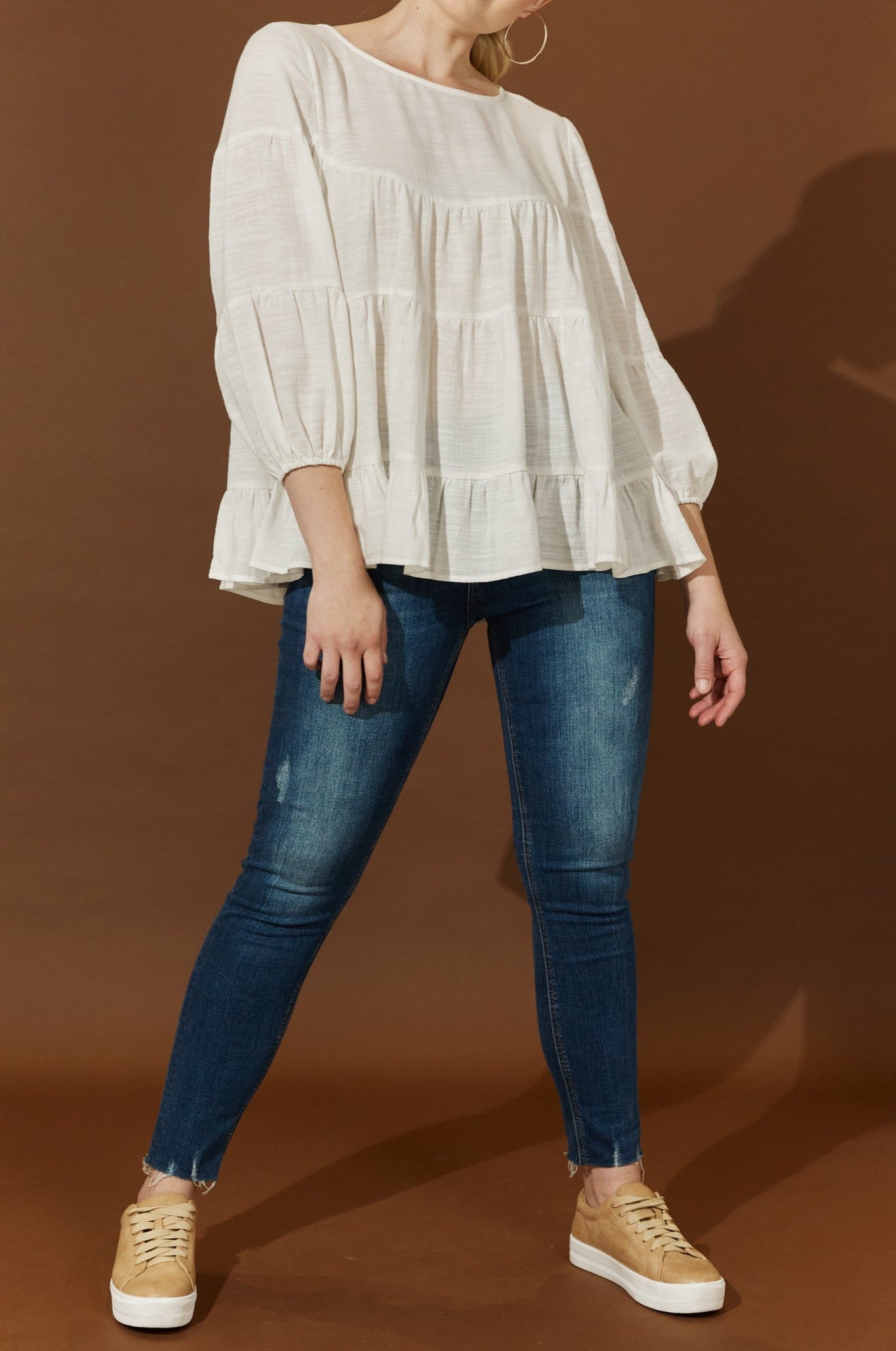 Halcyon Tiered Top - Bisque - Isle of Mine Clothing - Top L/S