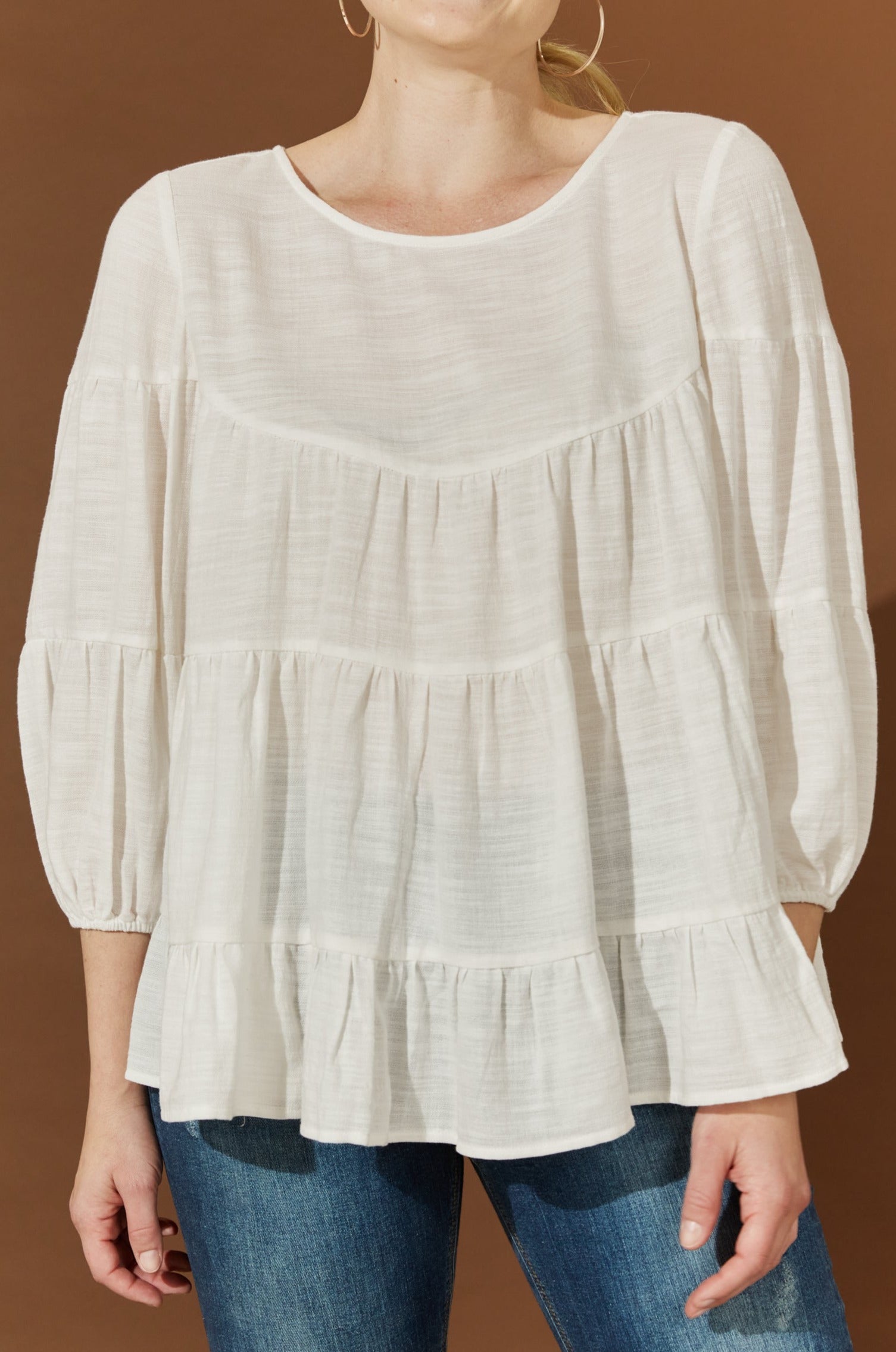 Halcyon Tiered Top - Bisque - Isle of Mine Clothing - Top L/S