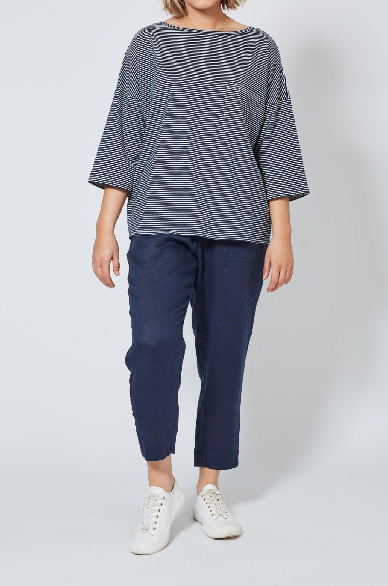 Sunda Box Tee - Indigo - Isle of Mine Clothing - Top Tshirt 3/4 Sleeve