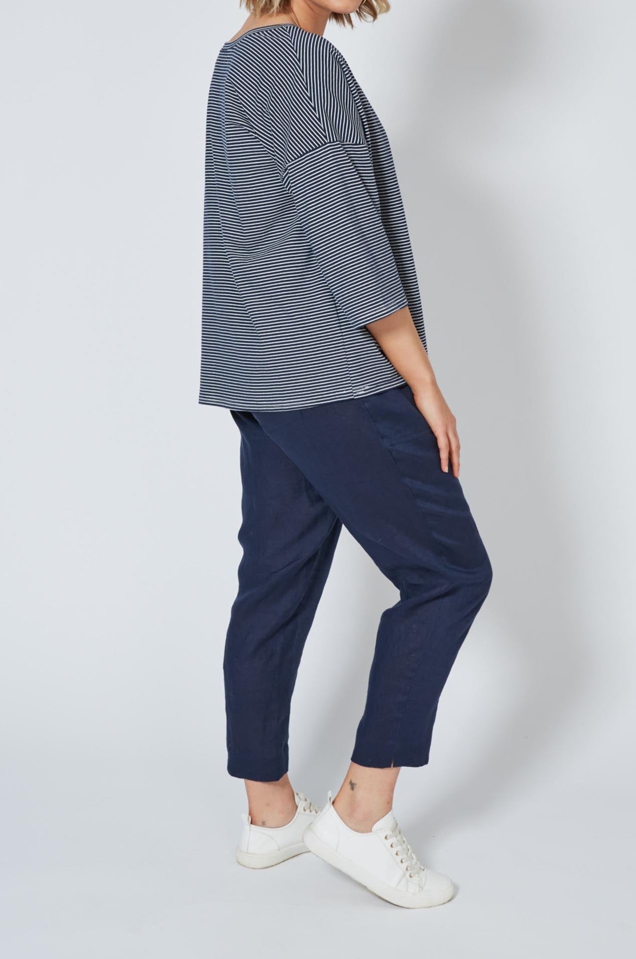 Sunda Box Tee - Indigo - Isle of Mine Clothing - Top Tshirt 3/4 Sleeve