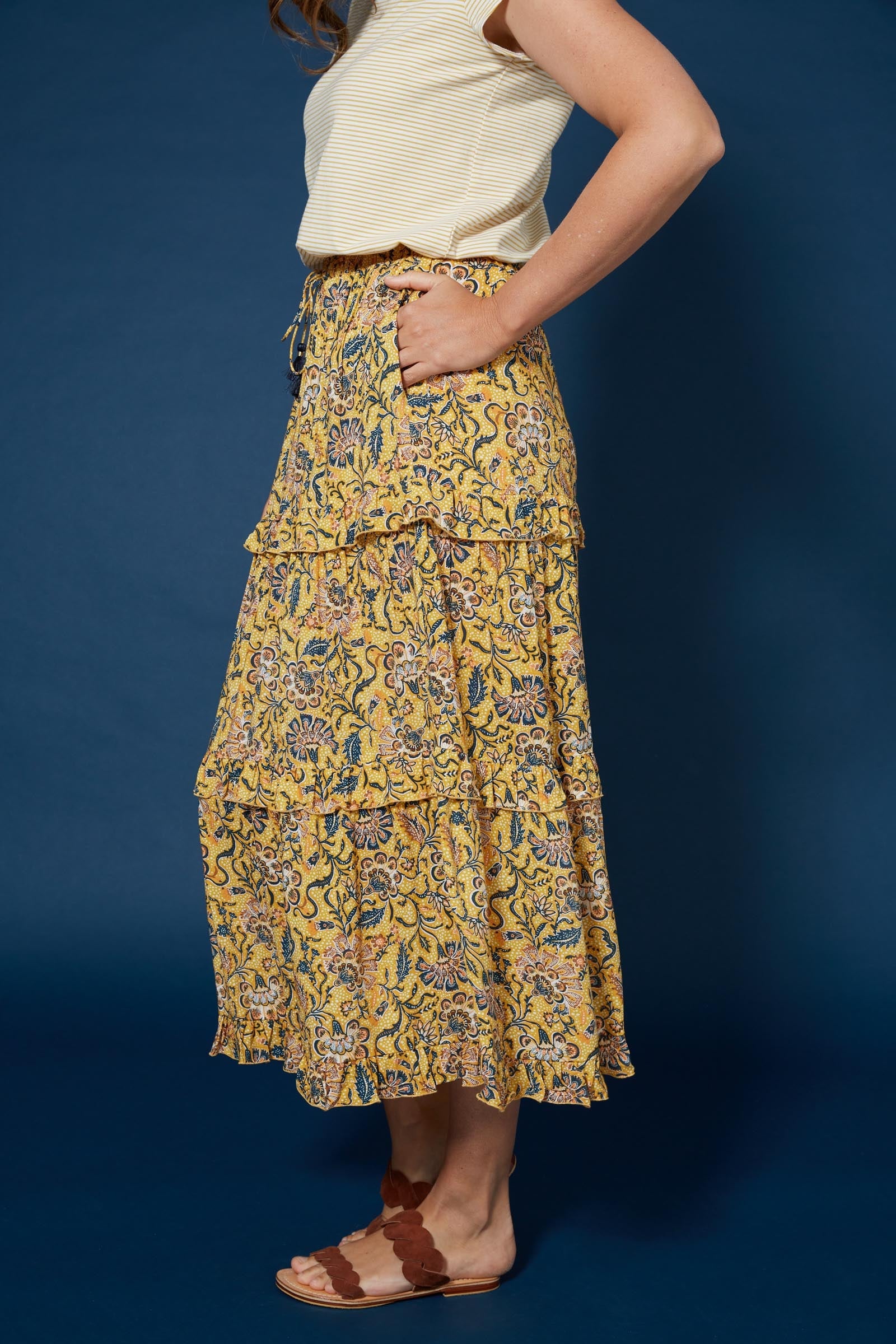 Cascara Frill Skirt - Batik - Isle of Mine Clothing - Skirt Maxi