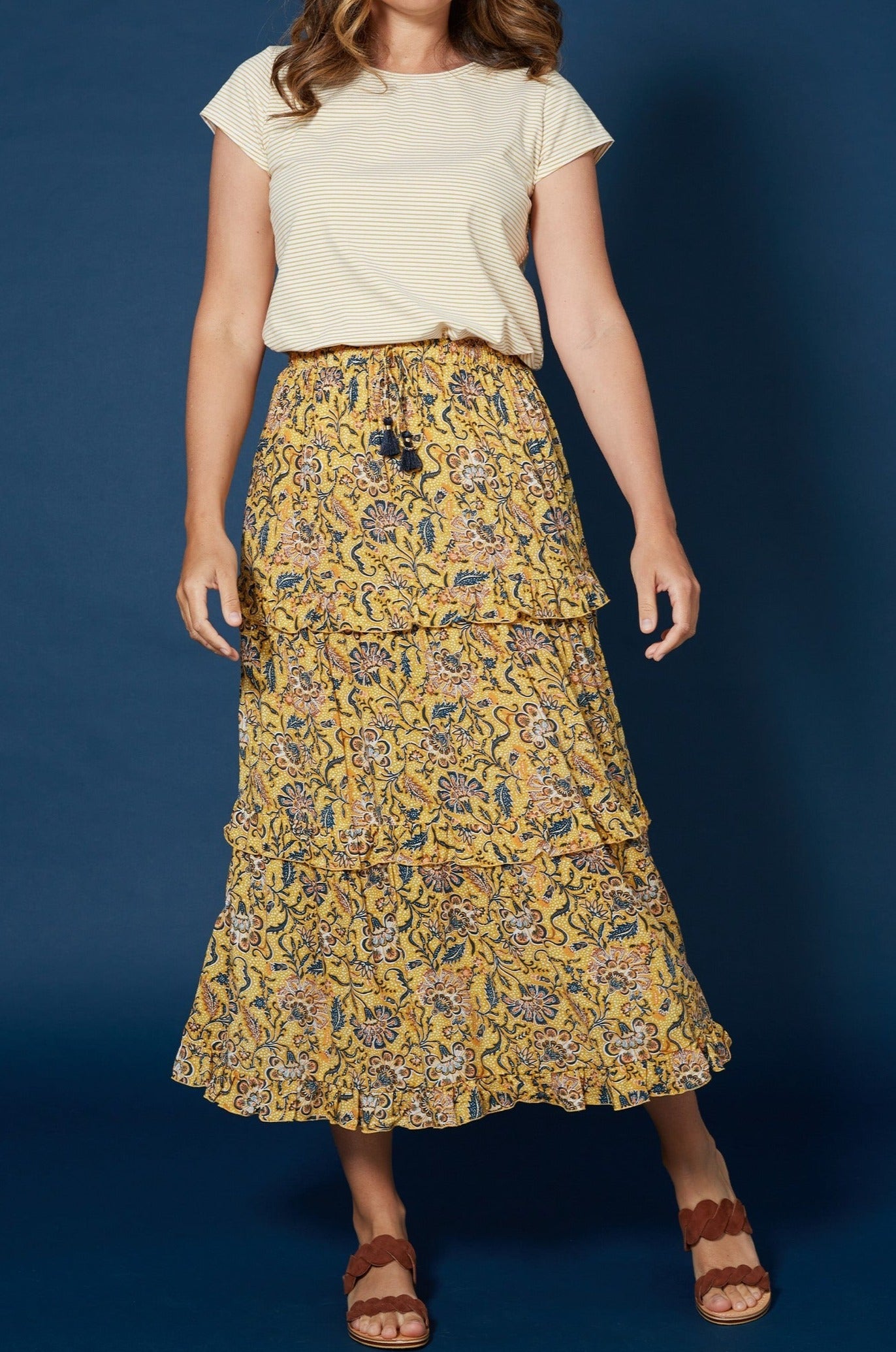 Cascara Frill Skirt - Batik - Isle of Mine Clothing - Skirt Maxi