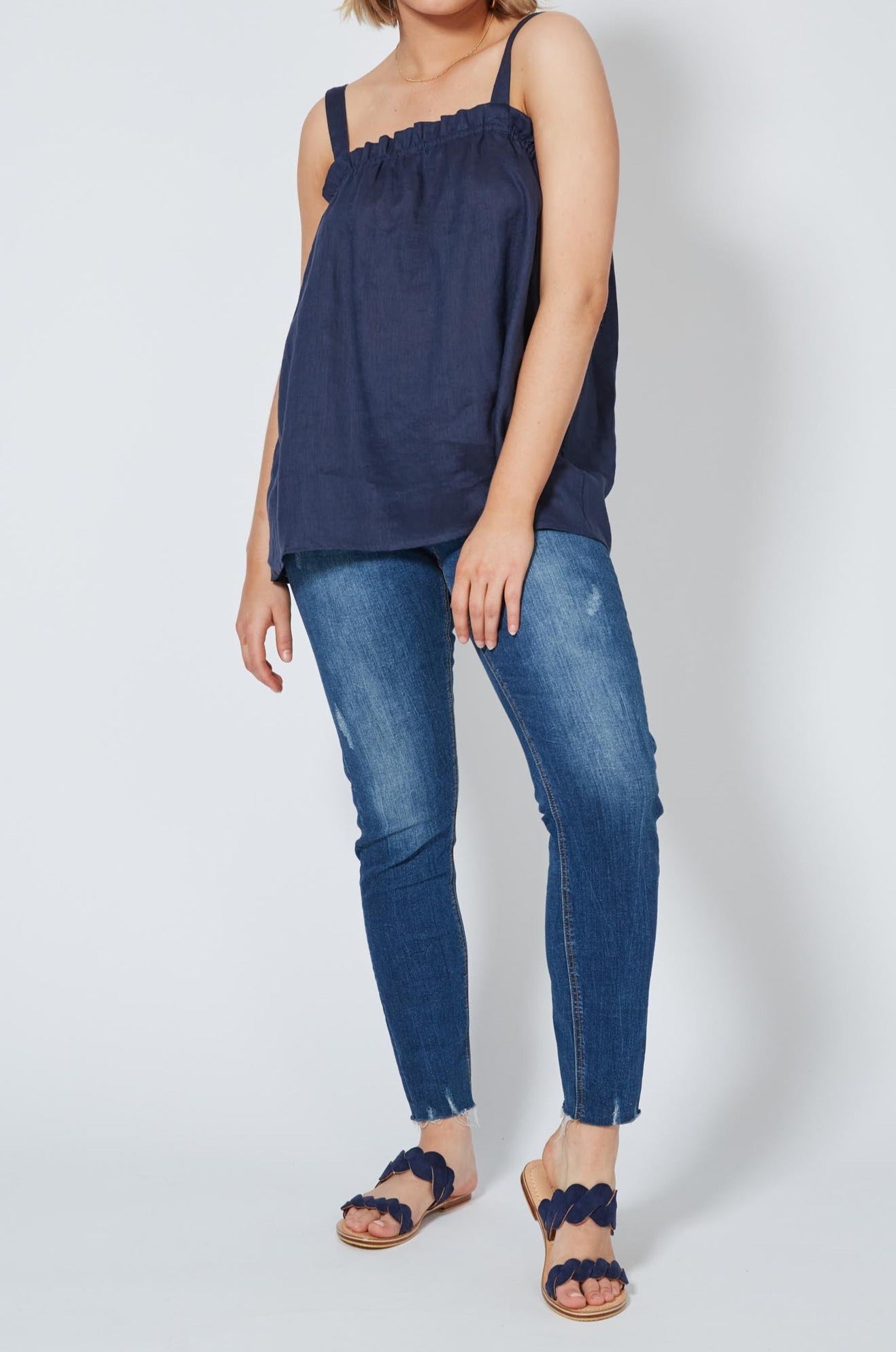 Antillia Tank - Indigo - Isle of Mine Clothing - Top Strappy Linen