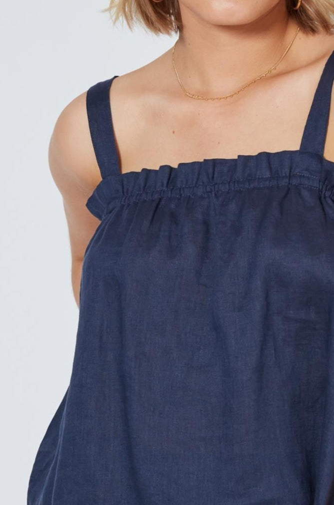 Antillia Tank - Indigo - Isle of Mine Clothing - Top Strappy Linen