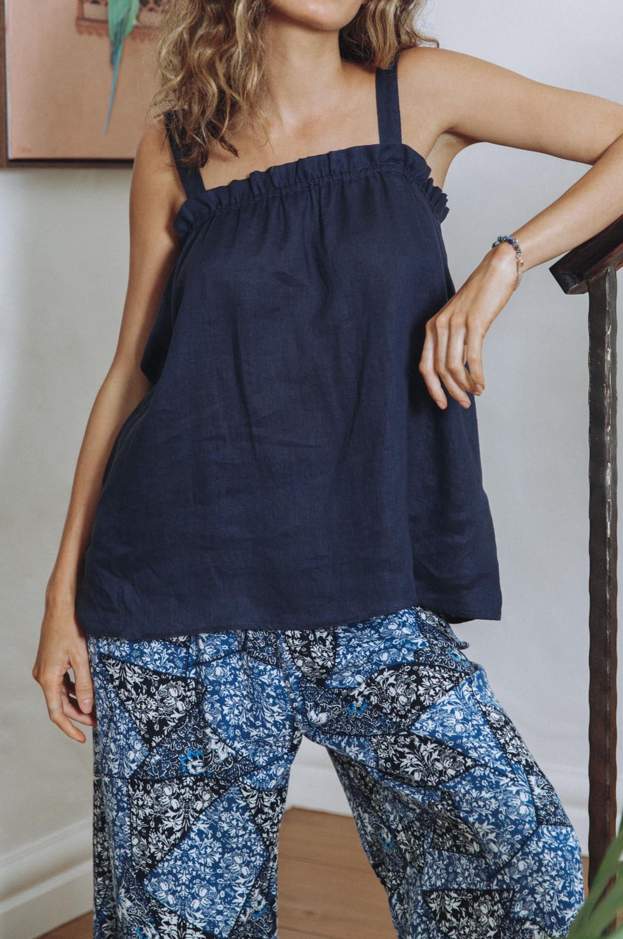 Antillia Tank - Indigo - Isle of Mine Clothing - Top Strappy Linen