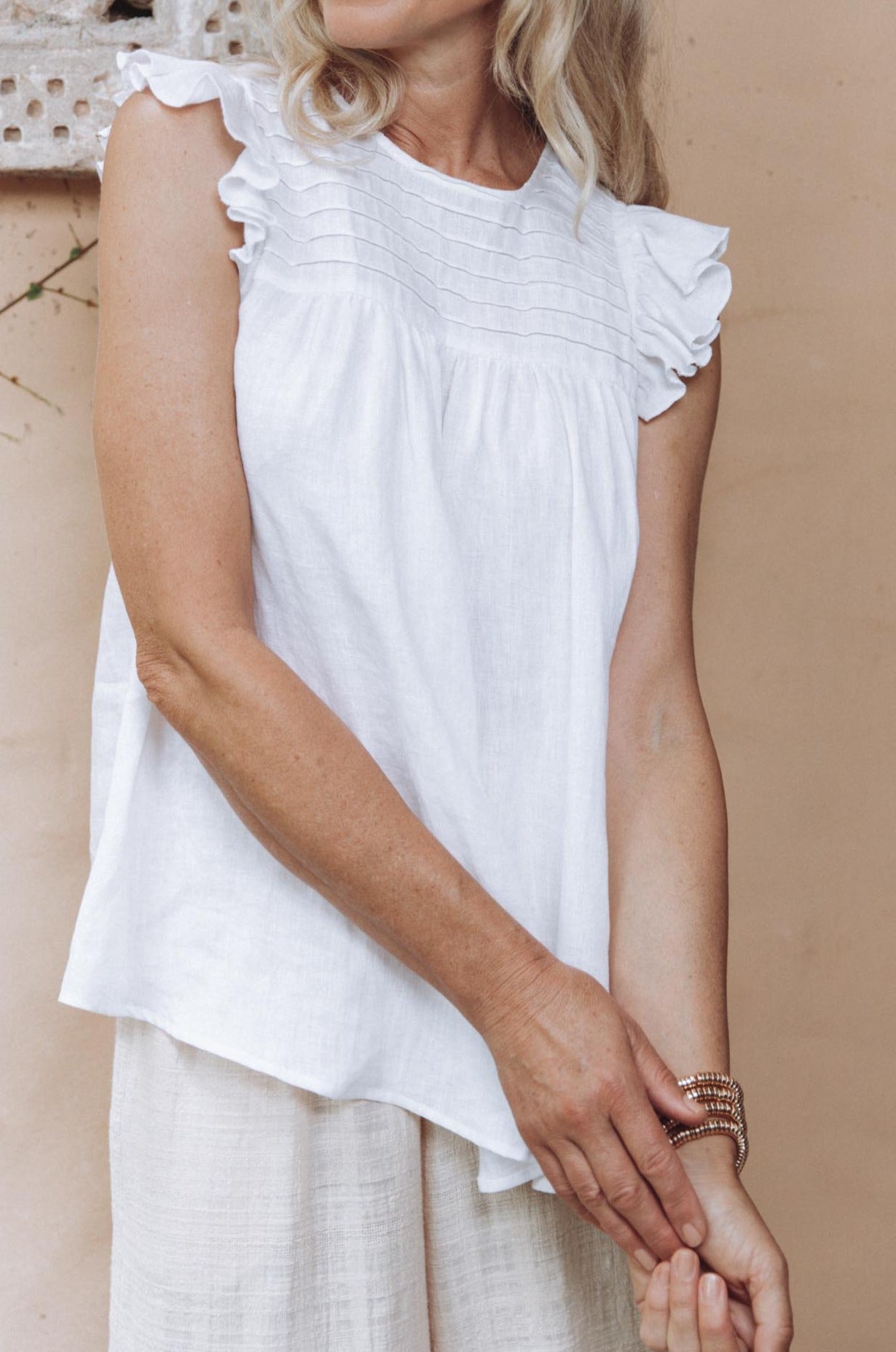 Antillia Peasant Top - Imperial - Isle of Mine Clothing - Top Cap Sleeve Linen