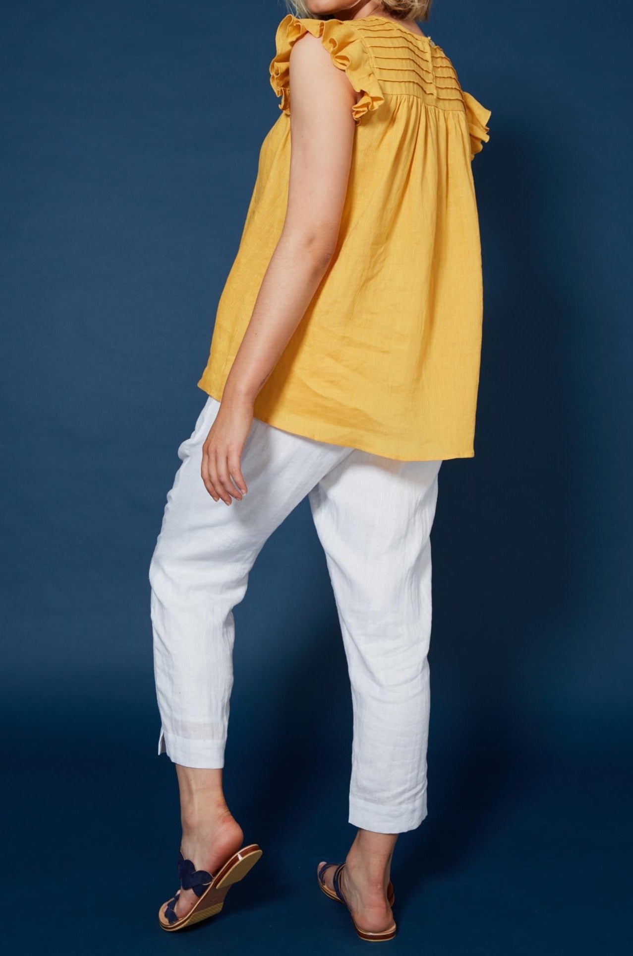 Antillia Peasant Top - Marigold - Isle of Mine Clothing - Top Cap Sleeve Linen