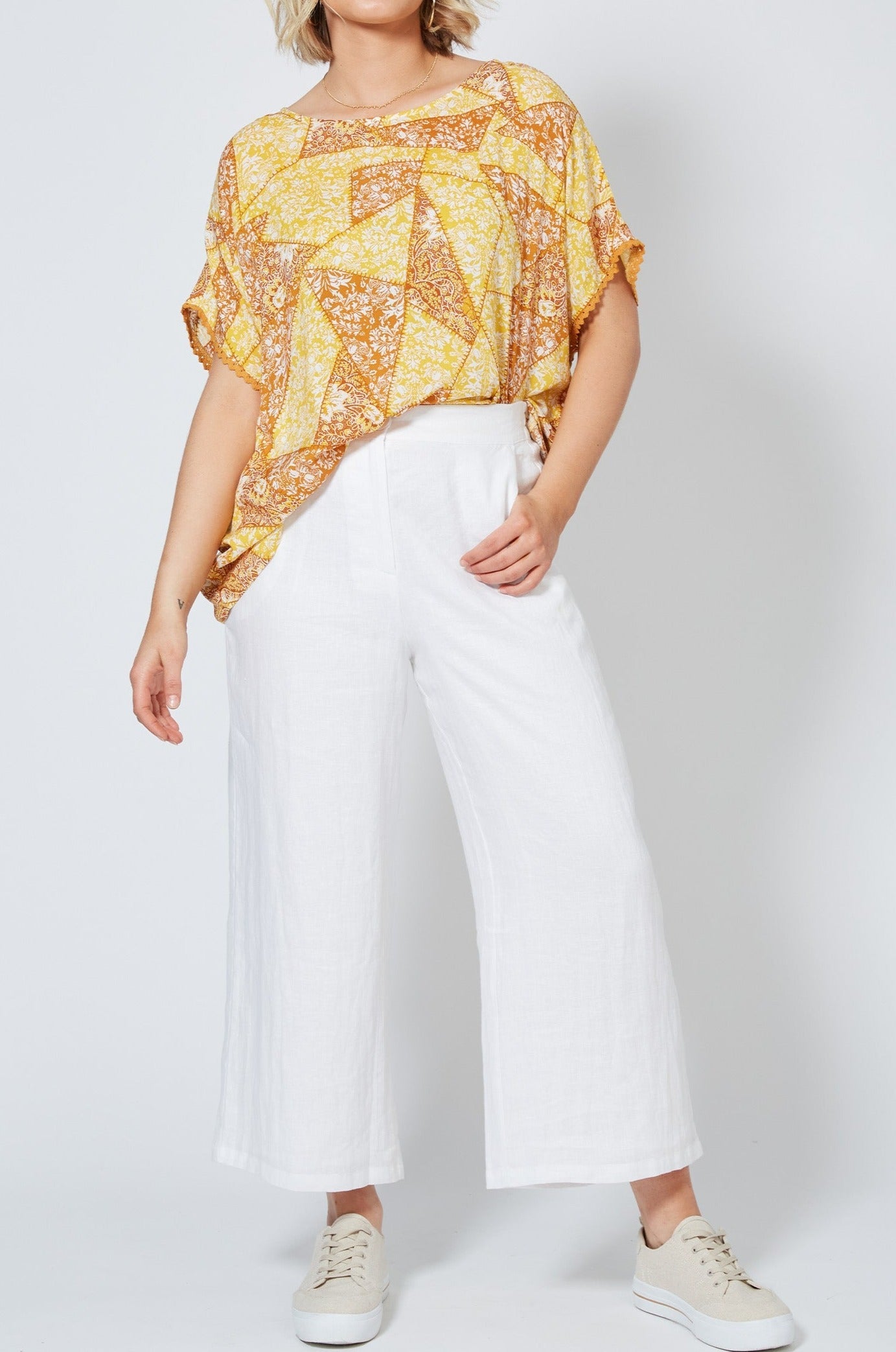 Antillia Crop Pant - Imperial - Isle of Mine Clothing - Pant Relaxed Crop Linen