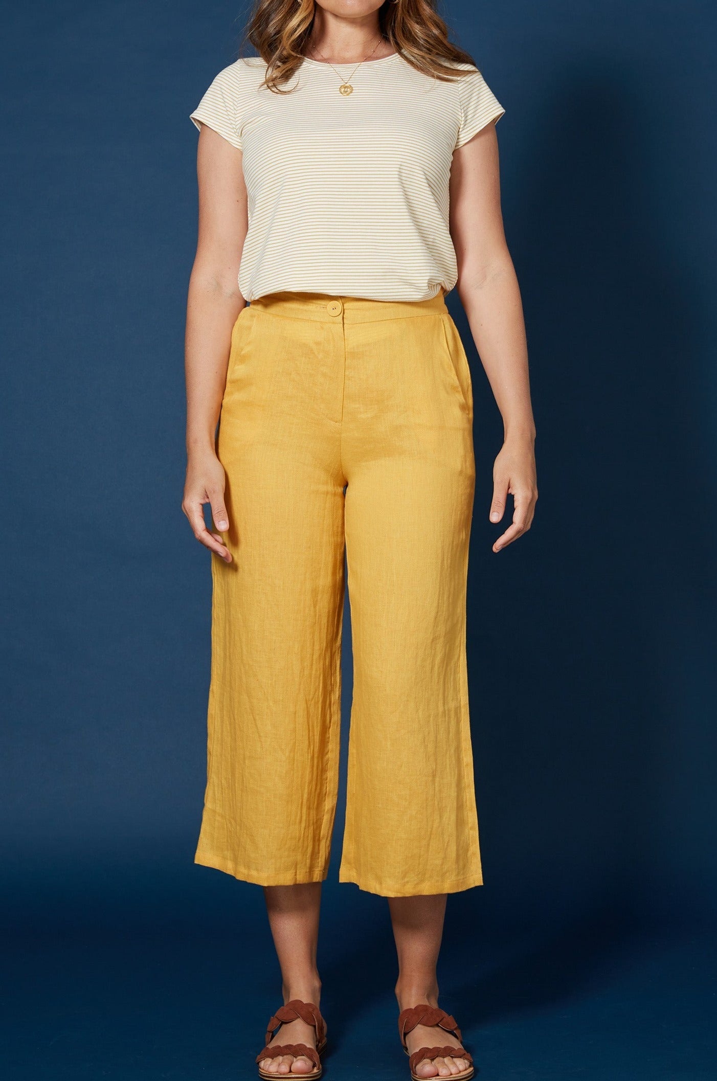 Antillia Crop Pant - Marigold - Isle of Mine Clothing - Pant Relaxed Crop Linen