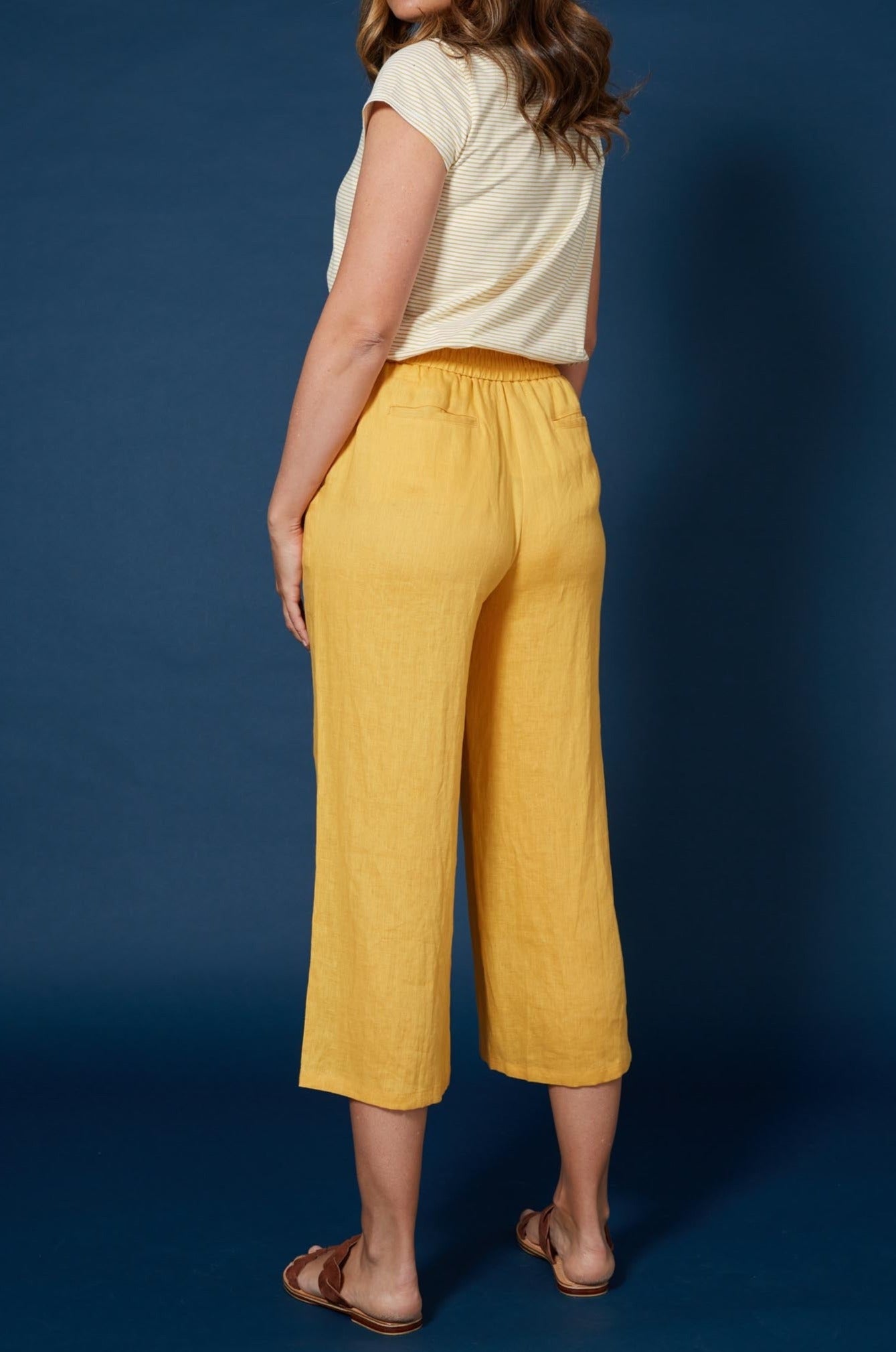 Antillia Crop Pant - Marigold - Isle of Mine Clothing - Pant Relaxed Crop Linen