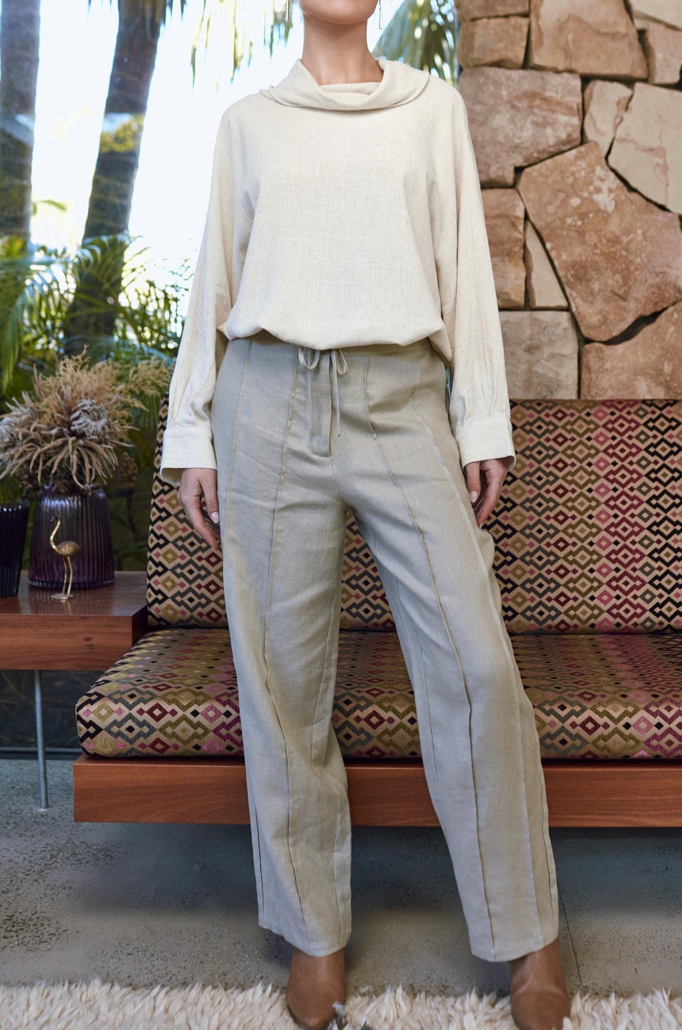 Wintour Pleat Pant - Peyote - Isle of Mine Clothing - Pant Relaxed Linen