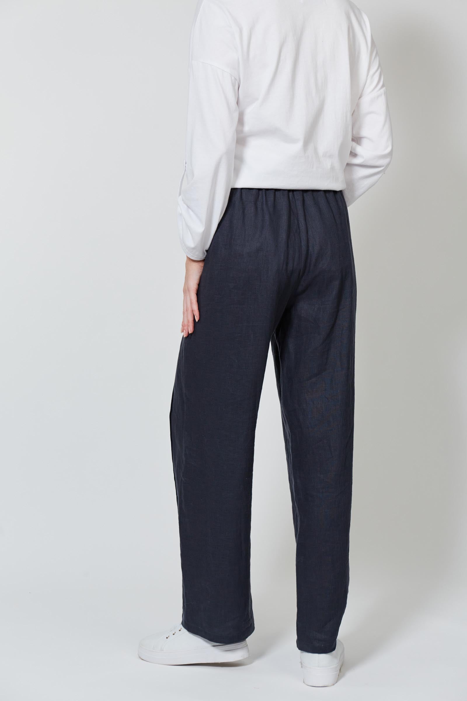 Wintour Pleat Pant - Ink - Isle of Mine Clothing - Pant Relaxed Linen