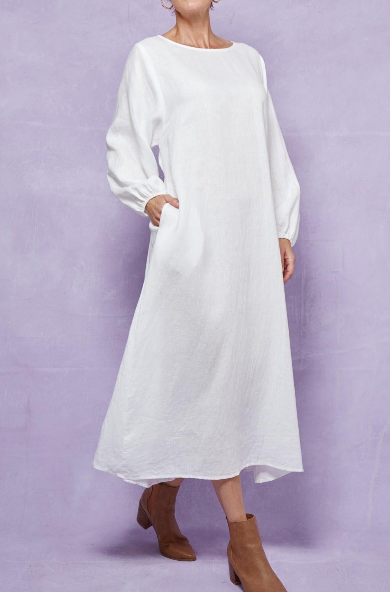 Wintour Maxi Dress - Dove - Isle of Mine Clothing - Dress Maxi Linen