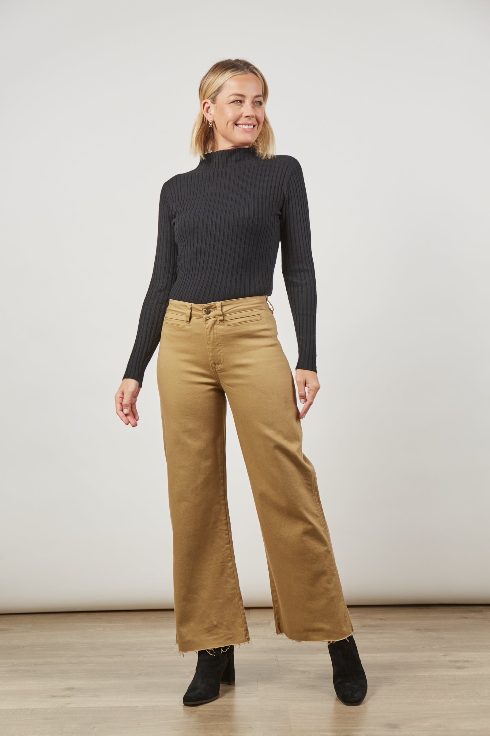 Tate Denim - Camel - Isle of Mine Clothing - Denim Jean Wide Leg