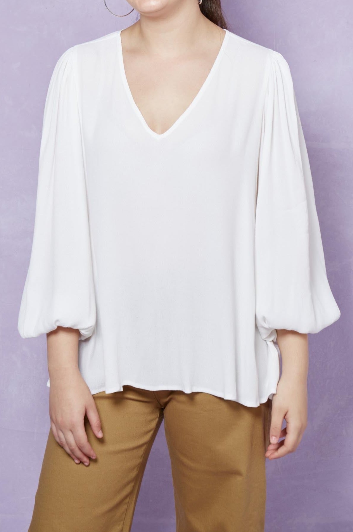 Coppola V Blouse - Dove - Isle of Mine Clothing - Top L/S