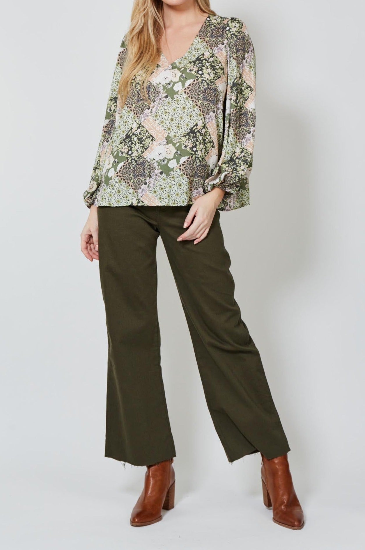 Coppola V Blouse - Evergreen Muse - Isle of Mine Clothing - Top L/S