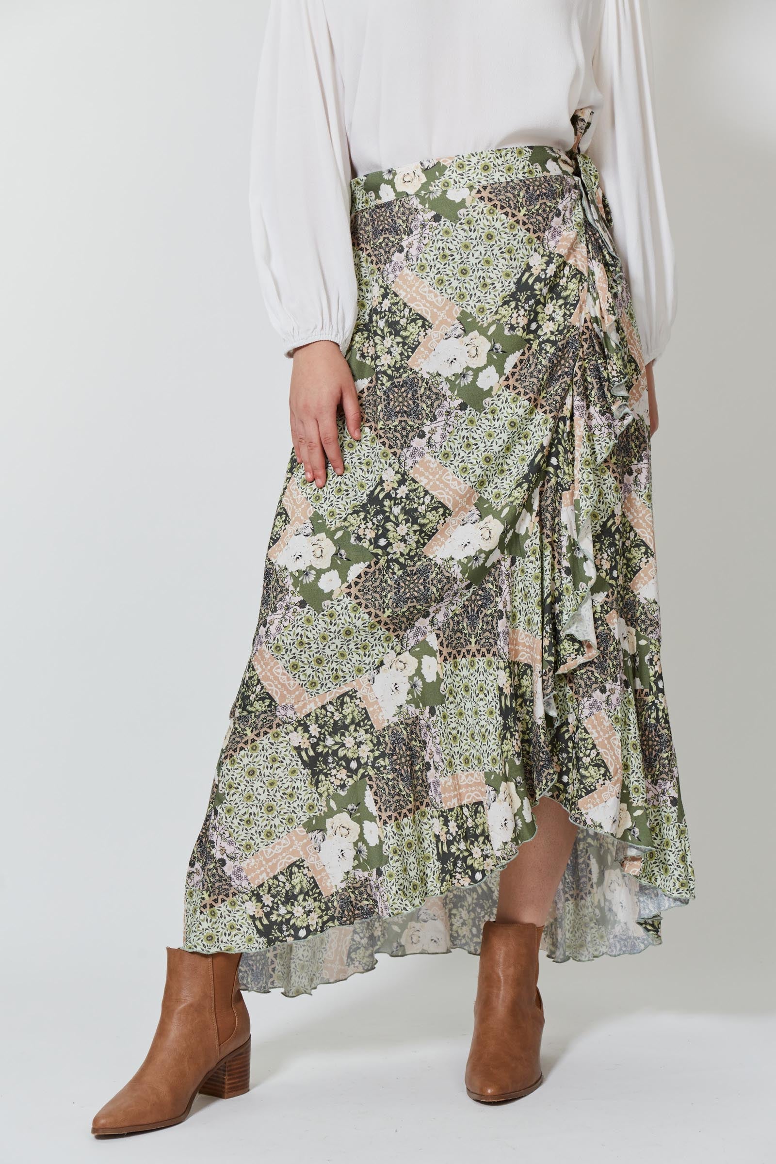 Coppola Wrap Skirt - Evergreen Muse - Isle of Mine Clothing - Skirt Maxi