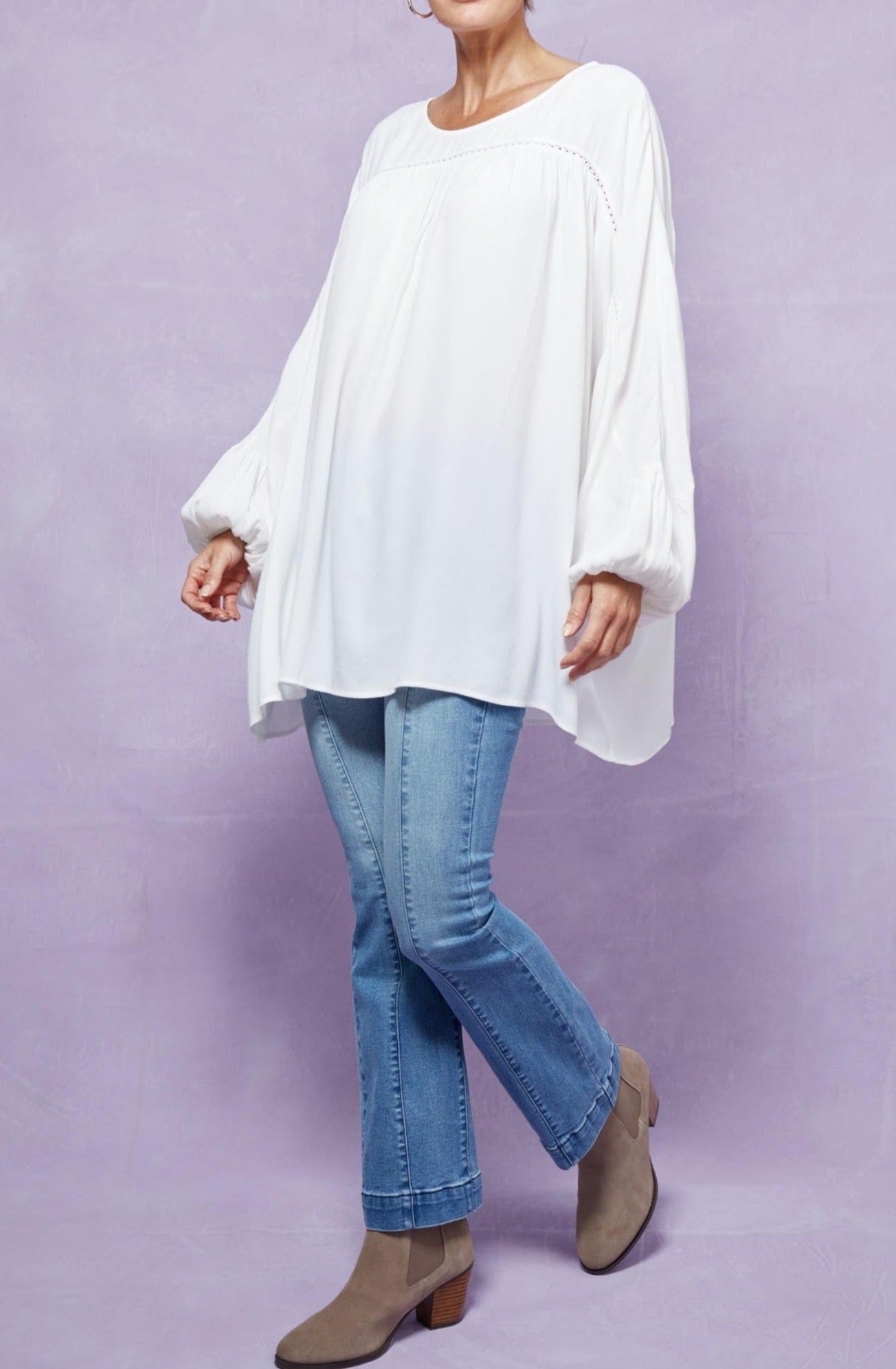 Coppola Oversized Top - Dove - Isle of Mine Clothing - Top L/S One Size