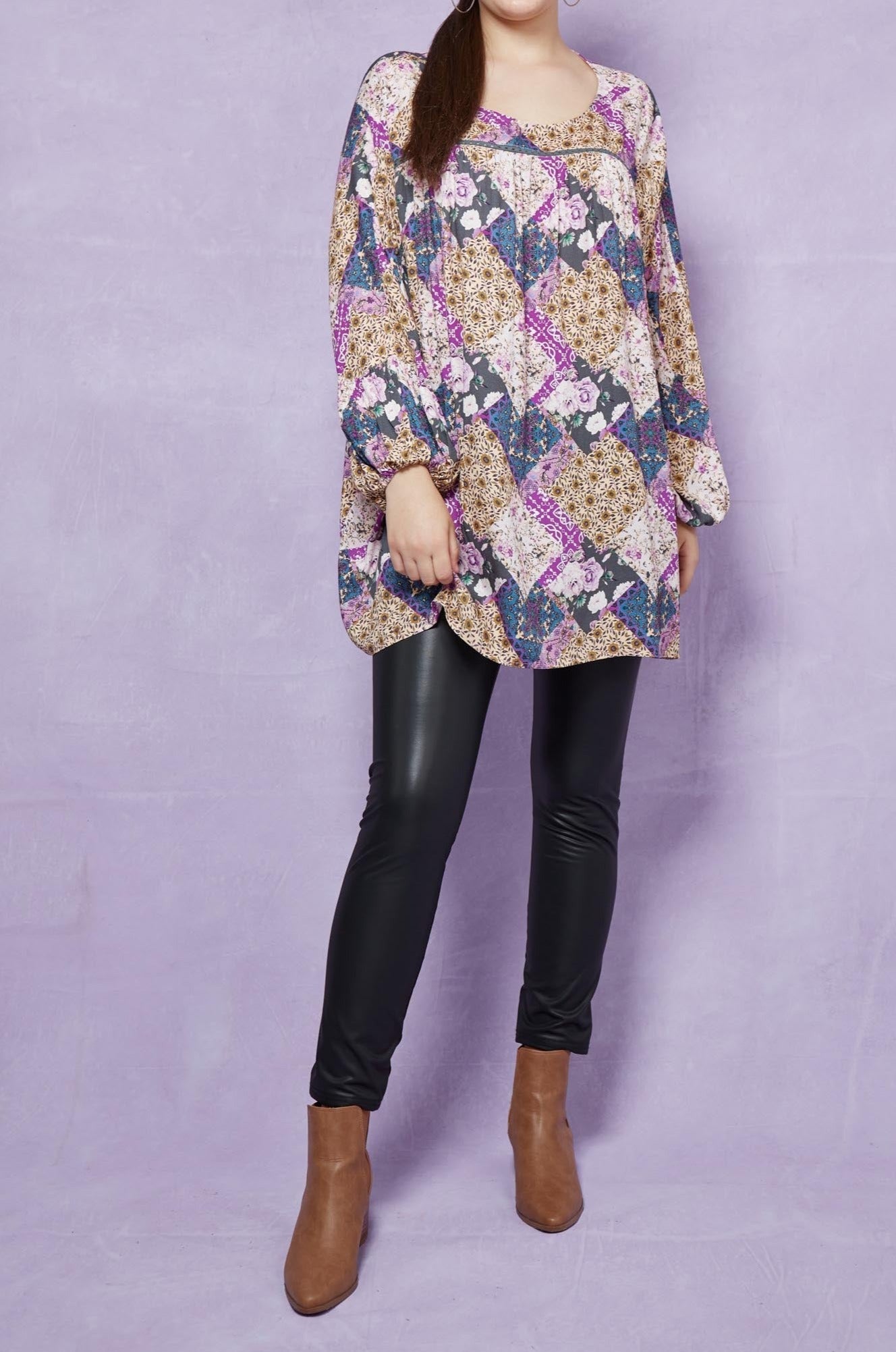 Coppola Oversized Top - Violet Muse - Isle of Mine Clothing - Top L/S One Size