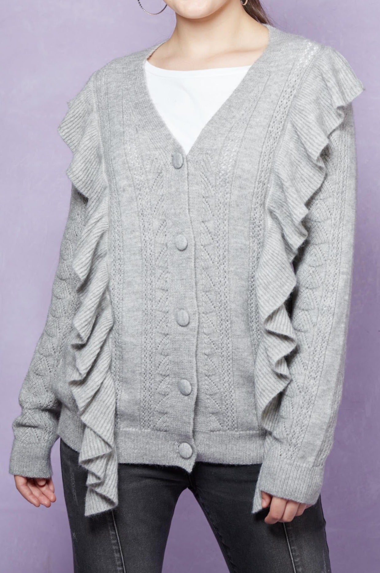 Romy Ruffle Cardigan - Marle - Isle of Mine Clothing - Knit Cardigan