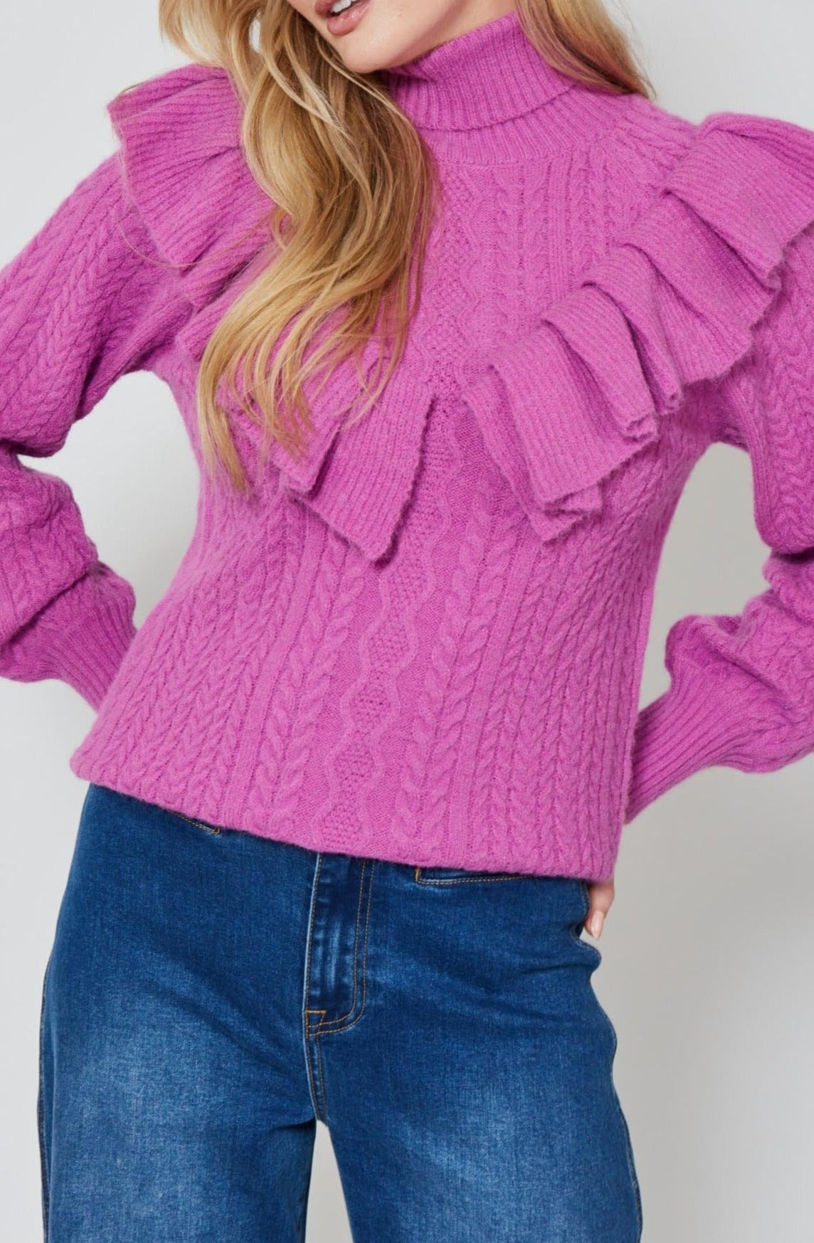 Romy Ruffle Knit - Orchid - Isle of Mine Clothing - Knit Jumper