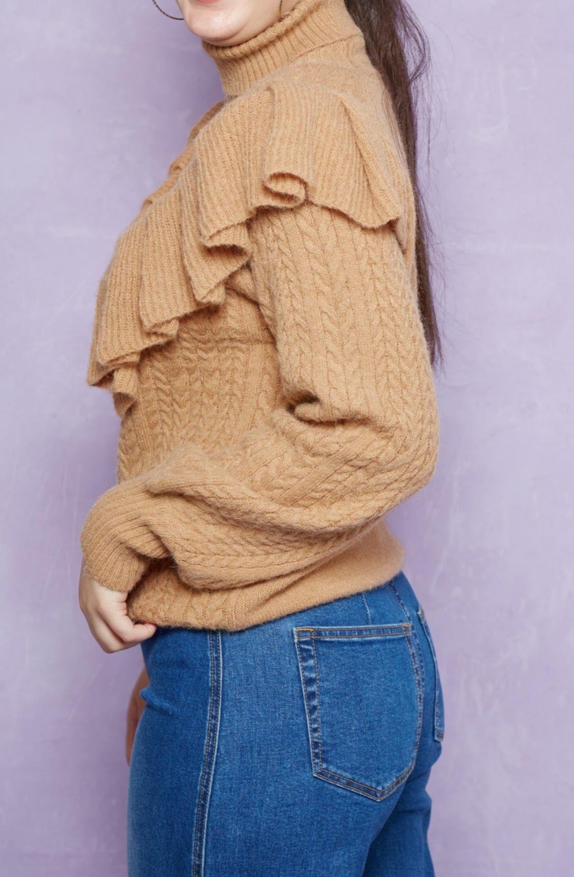 Romy Ruffle Knit - Caramel - Isle of Mine Clothing - Knit Jumper