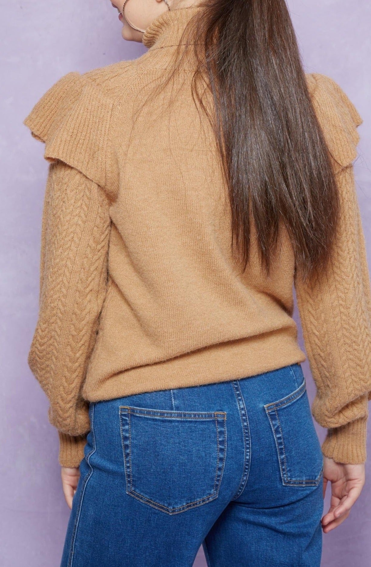 Romy Ruffle Knit - Caramel - Isle of Mine Clothing - Knit Jumper