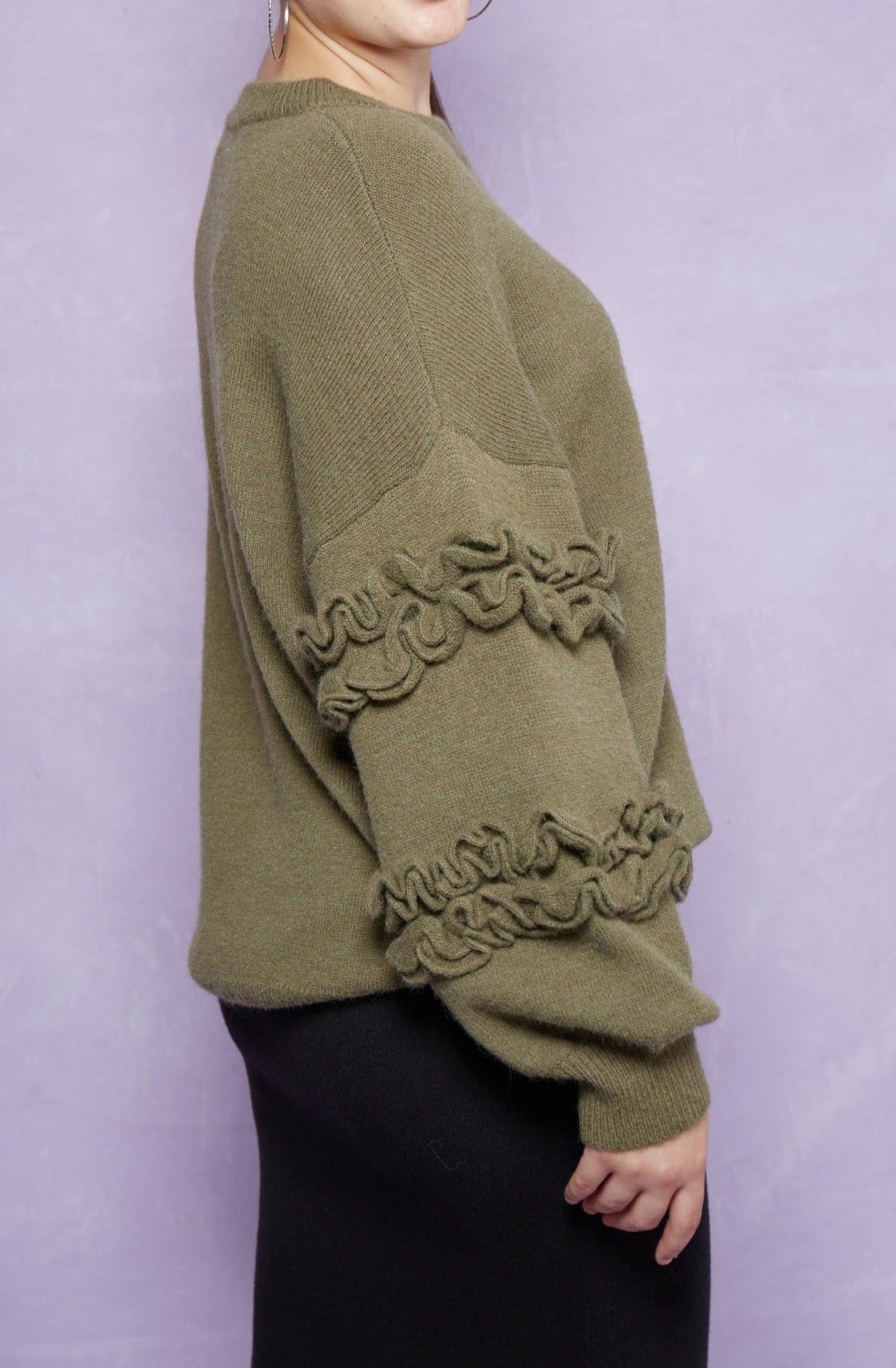 Garland Ruffle Jumper - Moss - Isle of Mine Clothing - Knit Jumper