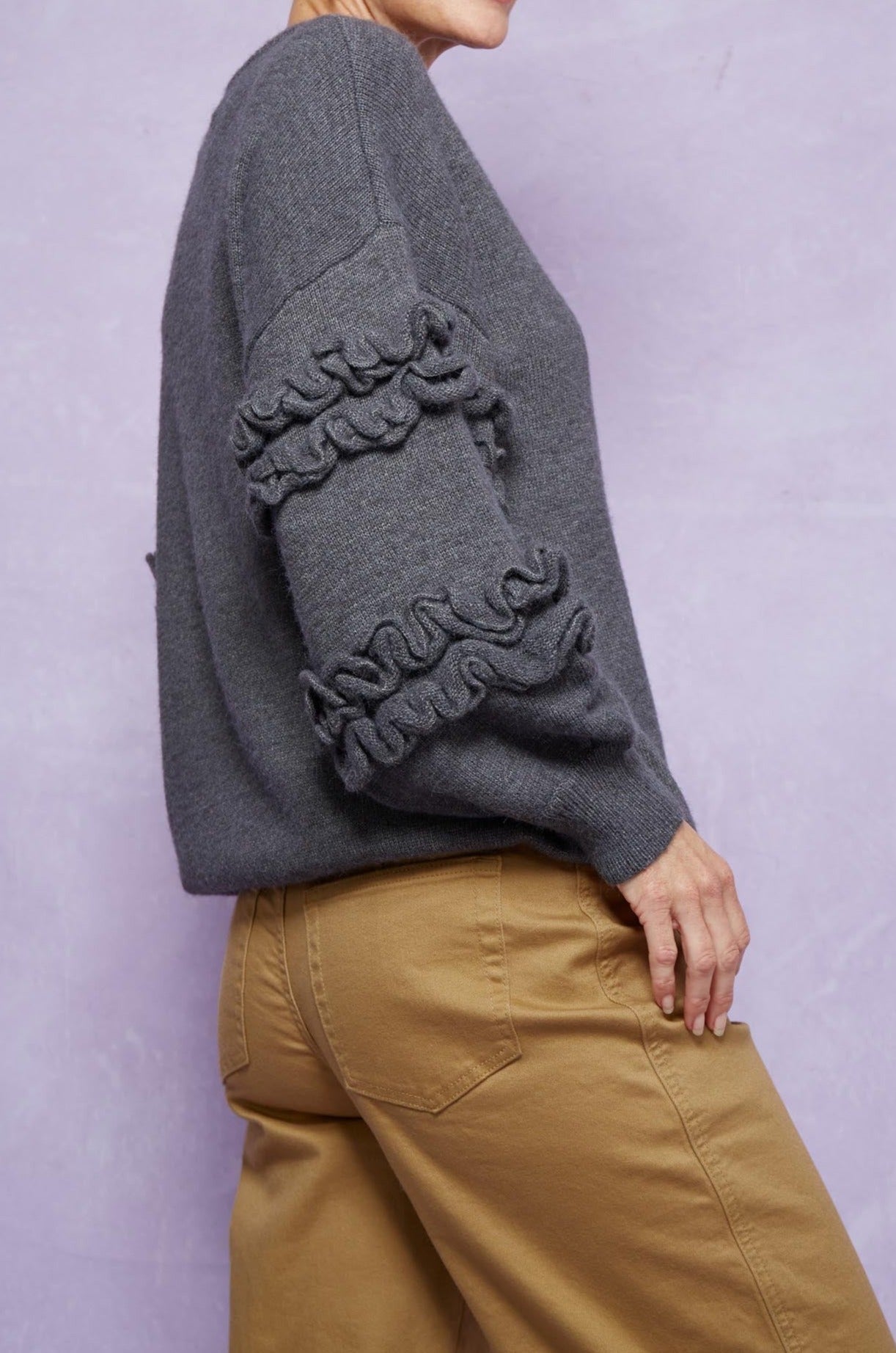 Garland Ruffle Jumper - Raven - Isle of Mine Clothing - Knit Jumper