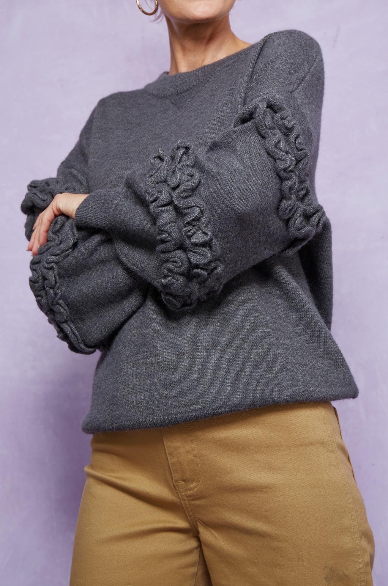 Garland Ruffle Jumper - Raven - Isle of Mine Clothing - Knit Jumper