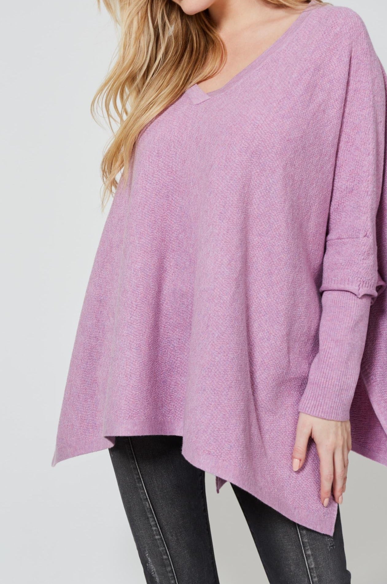 Carson Poncho - Lilac - Isle of Mine Clothing - Knit Poncho One Size