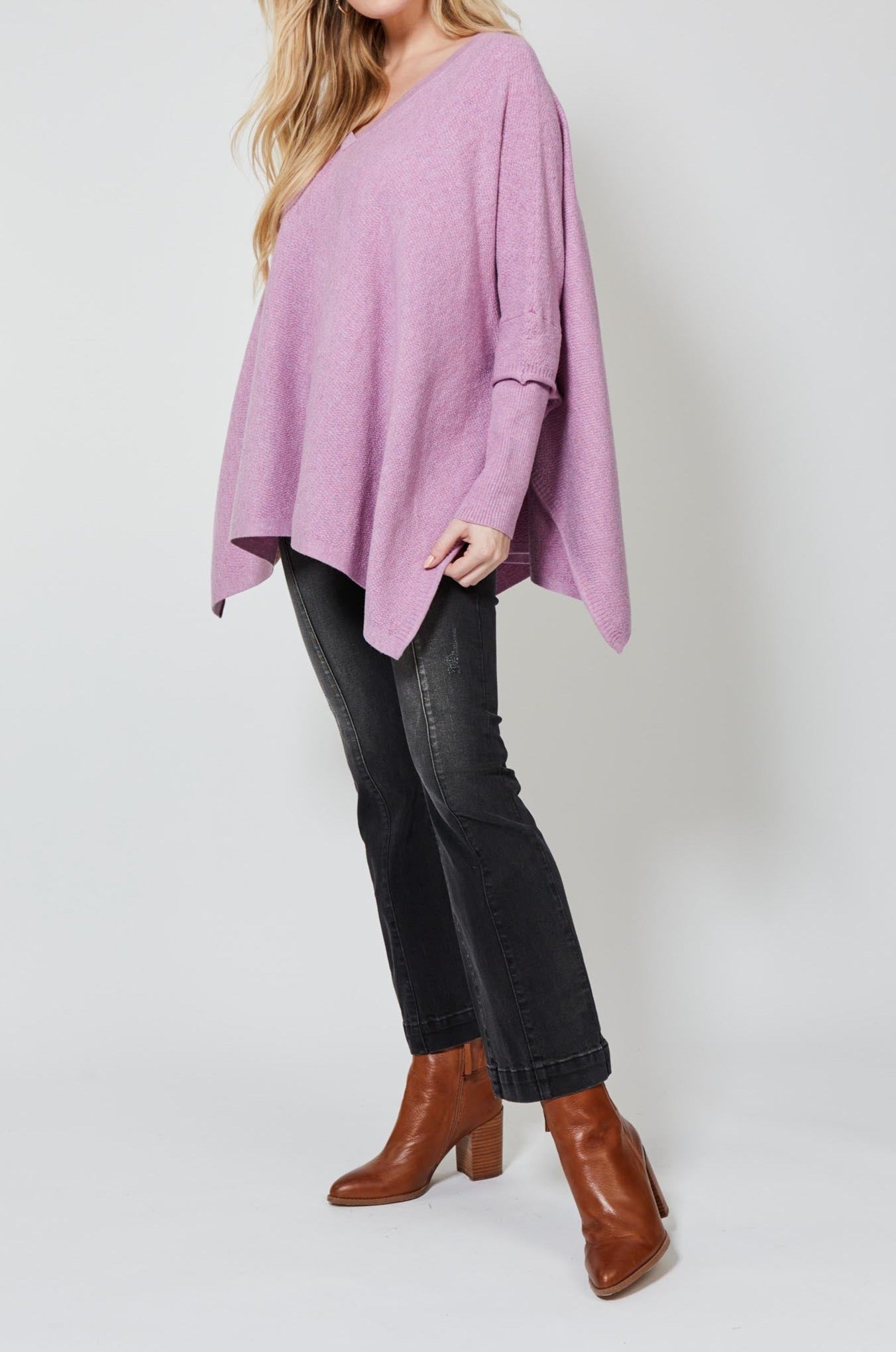 Carson Poncho - Lilac - Isle of Mine Clothing - Knit Poncho One Size