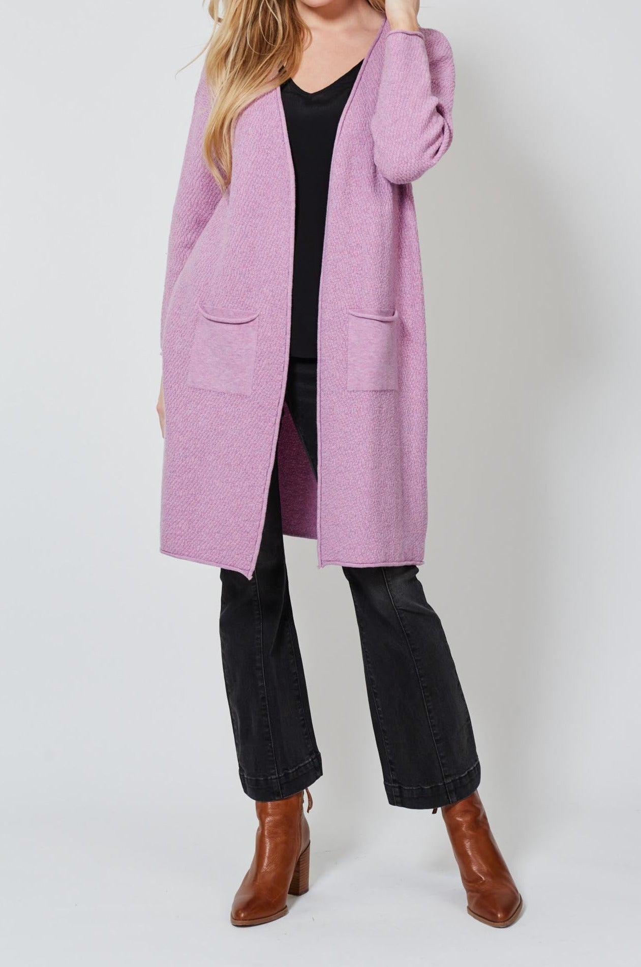 Carson Cardigan - Lilac - Isle of Mine Clothing - Knit Cardigan Long